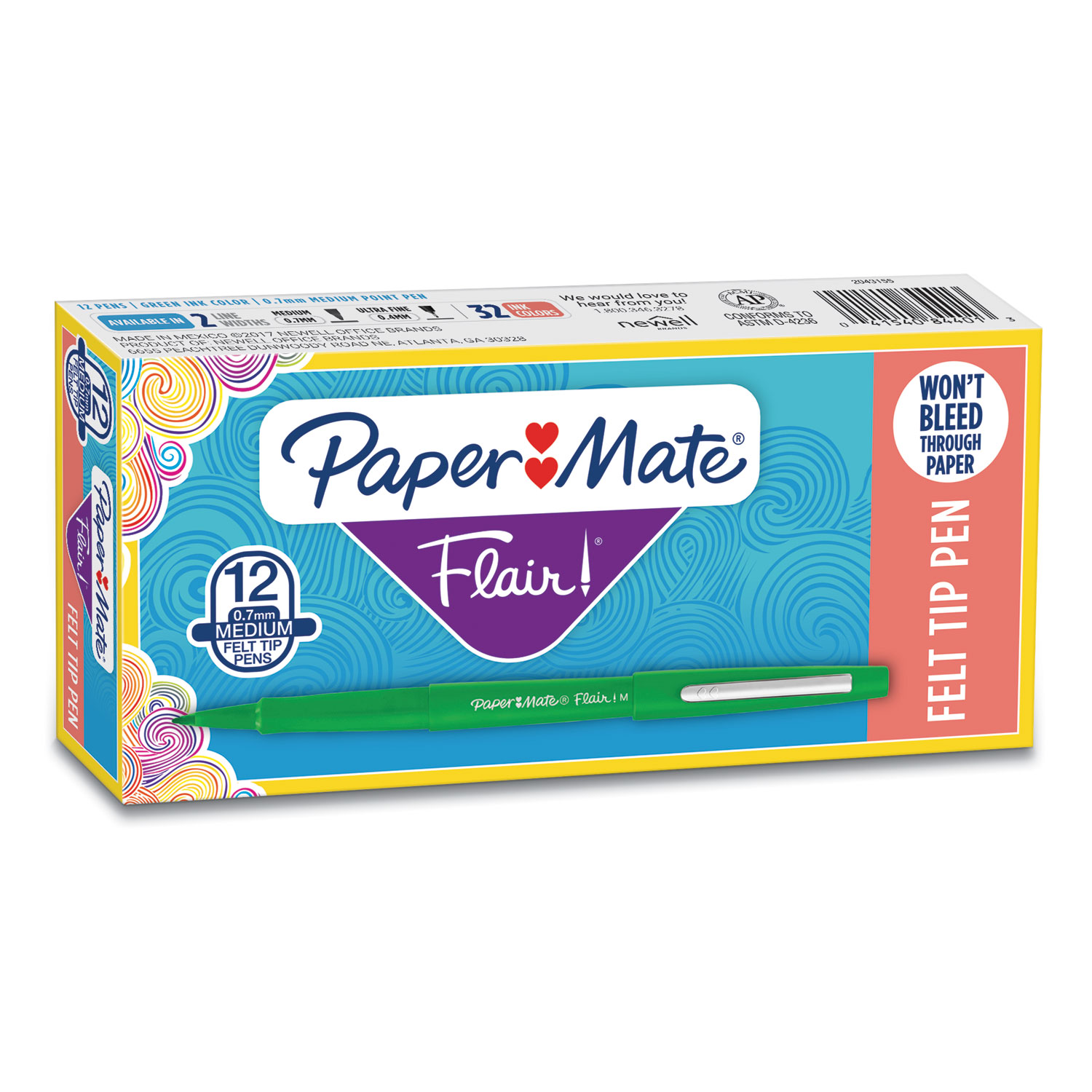 Paper Mate Flair Yellow Felt Tip Pen Point Guard 