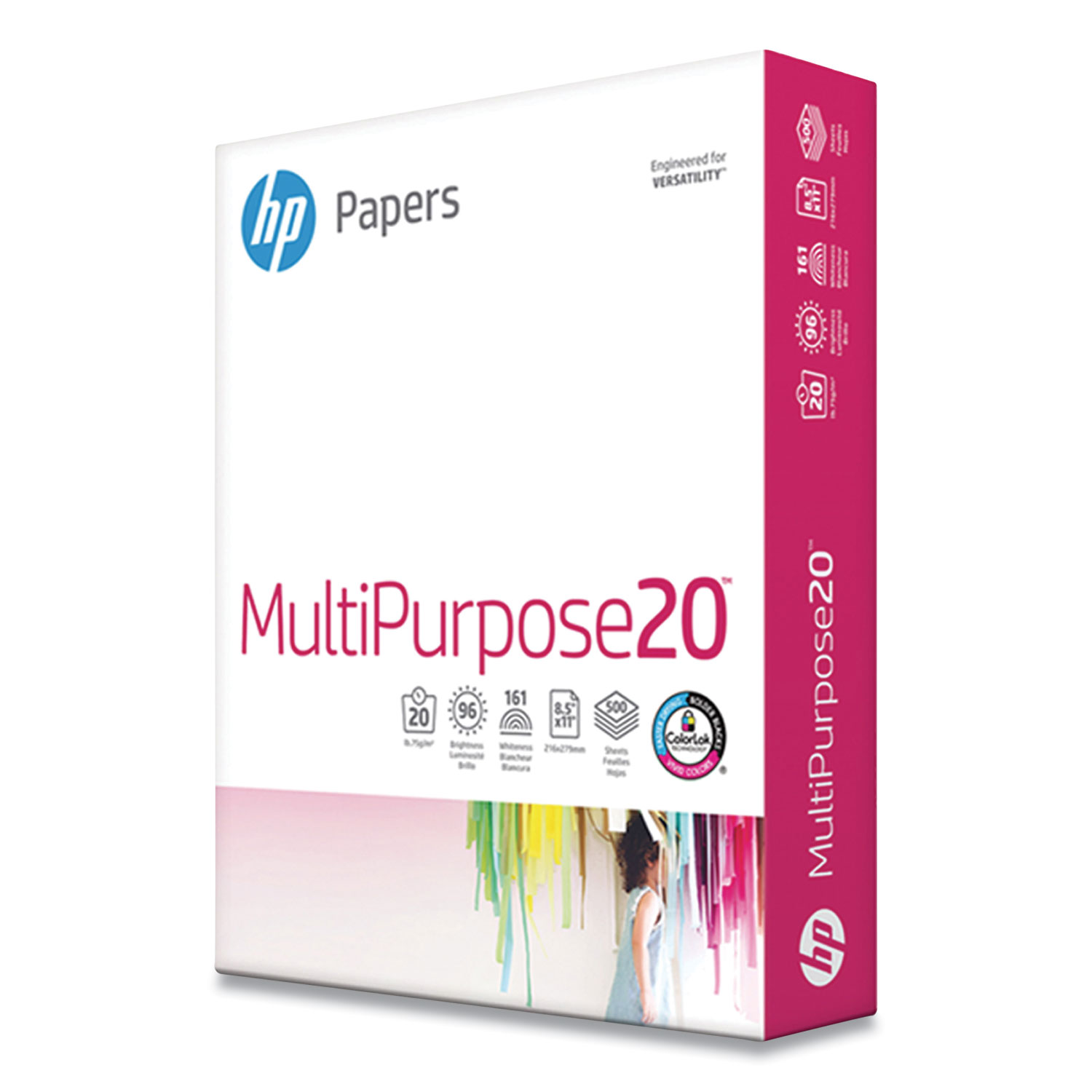 MultiPurpose20 Paper, 96 Bright, 20 lb Bond Weight, 8.5 x 11, White, 500  Sheets/Ream, 5 Reams/Carton - TonerQuest