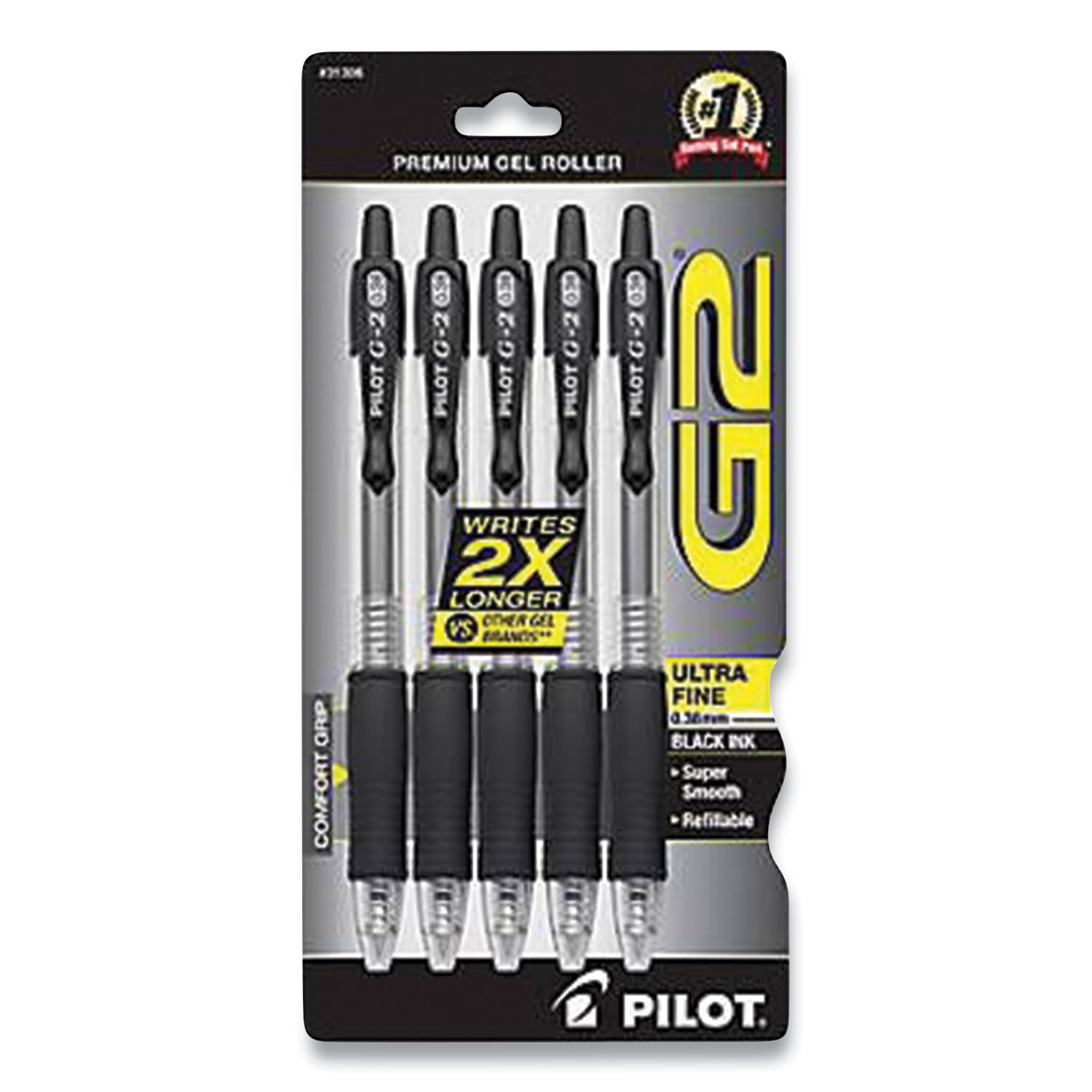 Pilot G 2 Retractable Gel Pens Ultra Fine Point 0.38 mm Clear