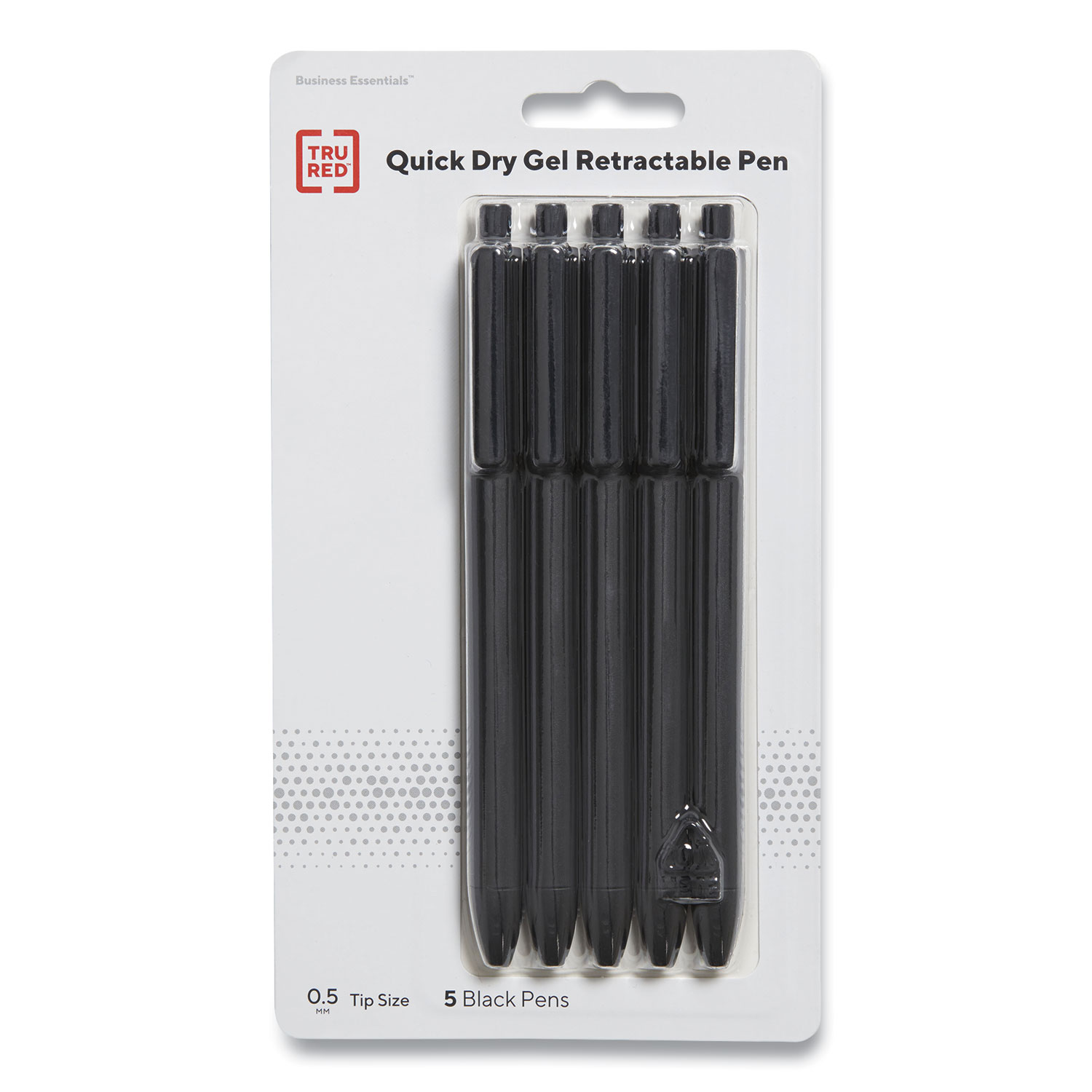 TRU RED Retractable Quick Dry Gel Pens Fine Point 0.5mm Blk TR54486 