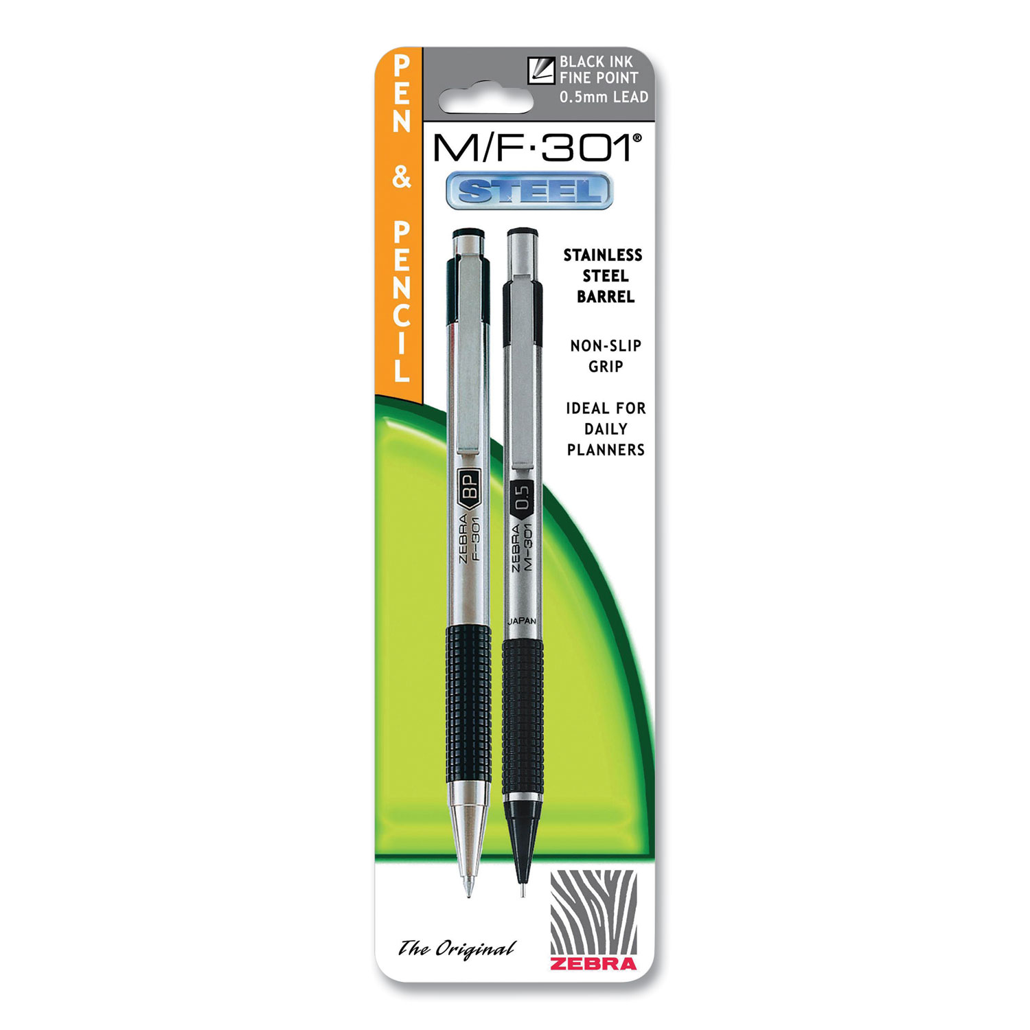 Zebra F-301 Stainless Steel Ballpoint Pen - 0.7 mm - Black Ink