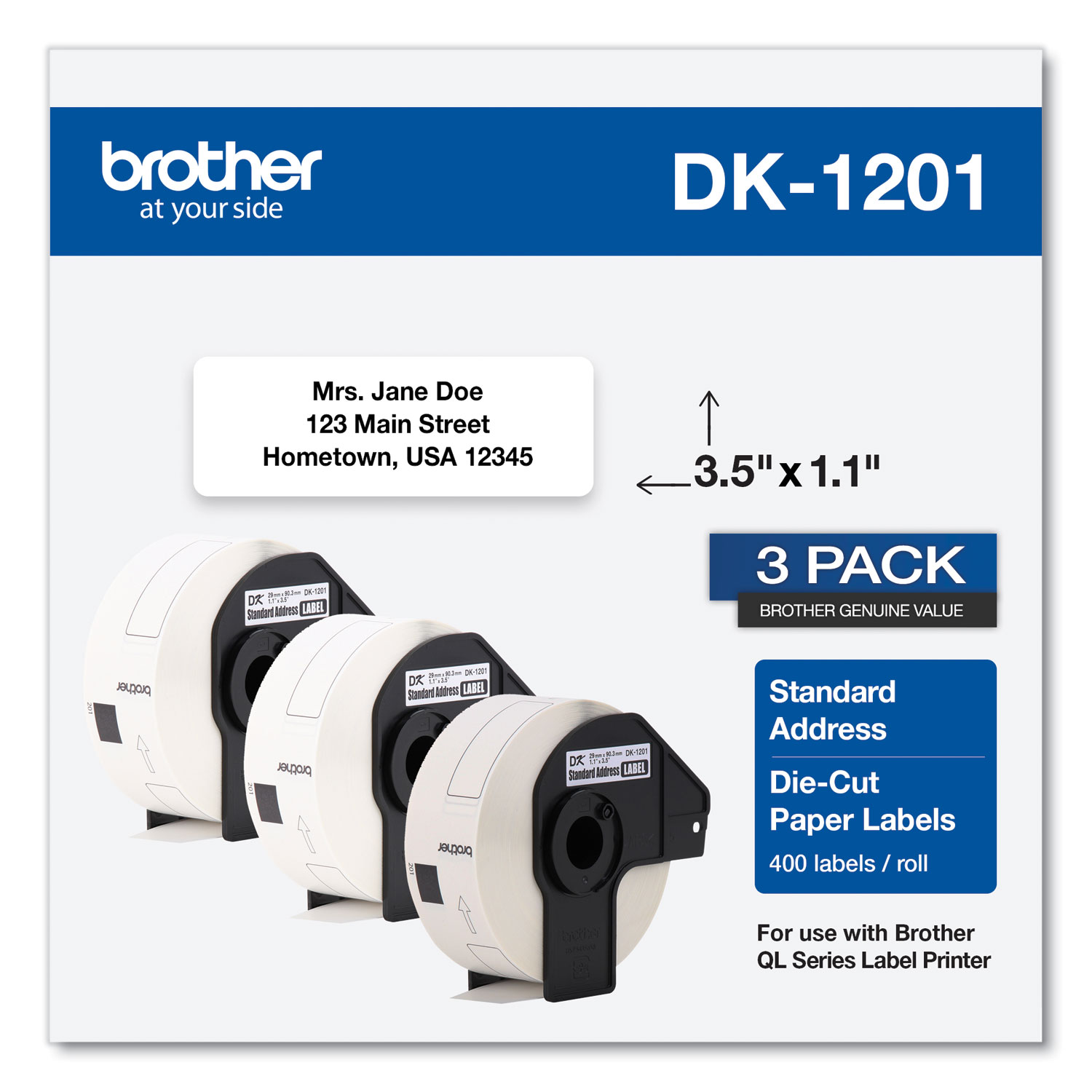 Brother Die-Cut Shipping Labels 2.4 x 3.9 White 300/Roll