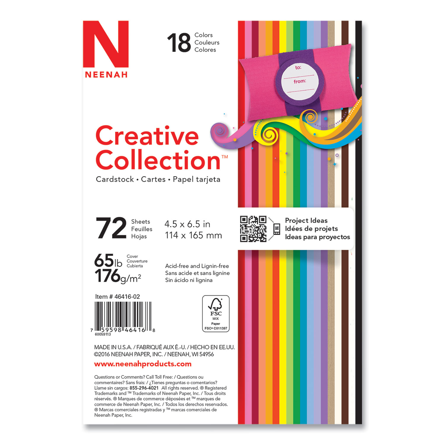 neenah premium cardstock 8.5 x 11 65lb bright white