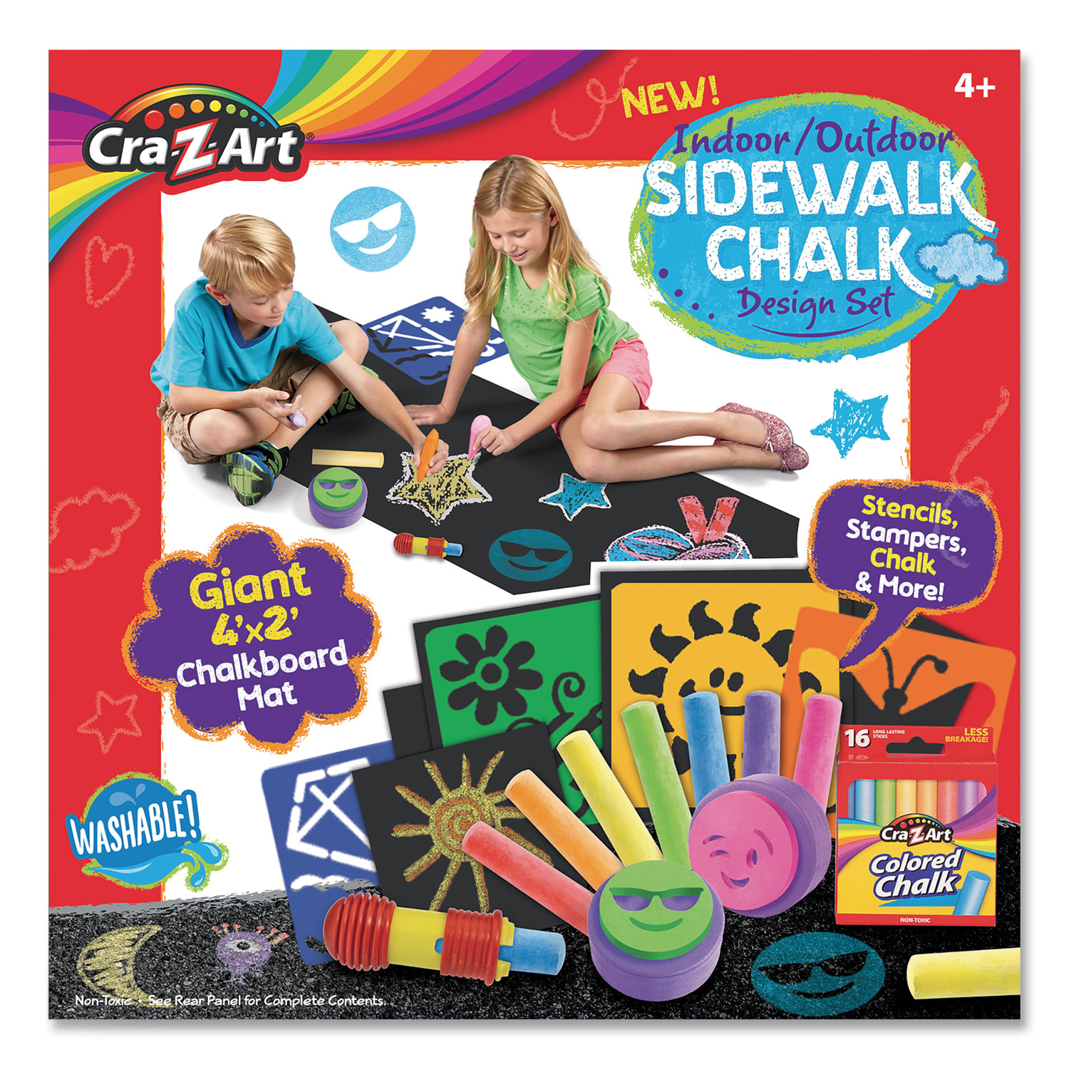 Cra Z Art Sidewalk Chalk, Washable - 32 sticks