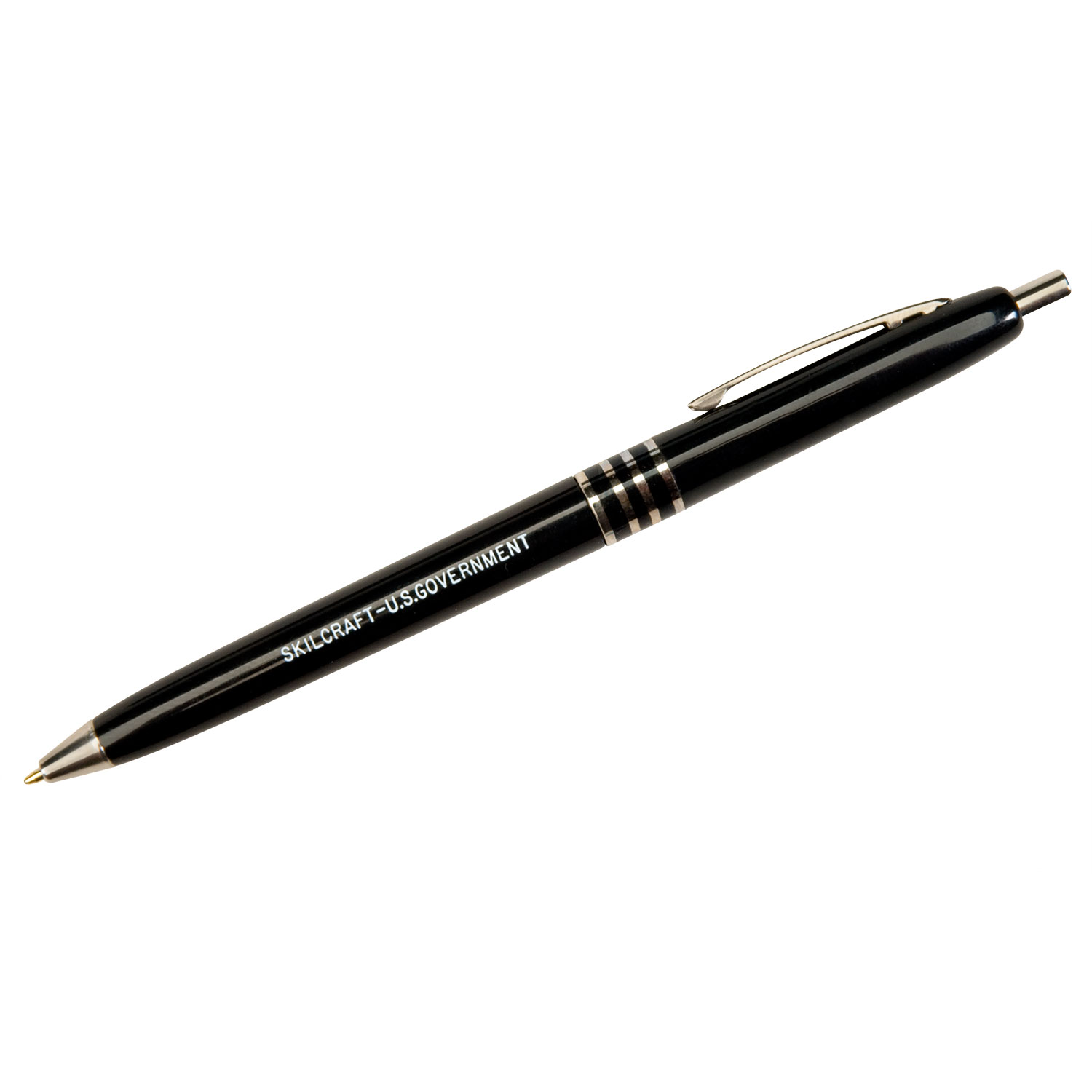 7520009357136 SKILCRAFT U.S. Government Ballpoint Pen, Retractable, Medium 1 mm, Black Ink, Black Barrel, Dozen