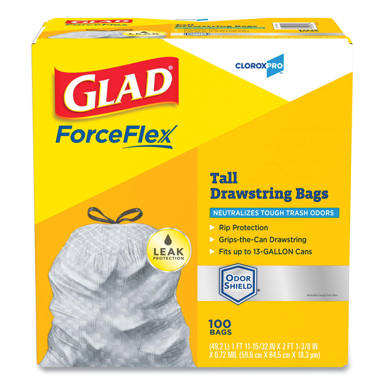 Glad ForceFlex Tall Kitchen Drawstring Trash Bags 13 gal - 76 pack