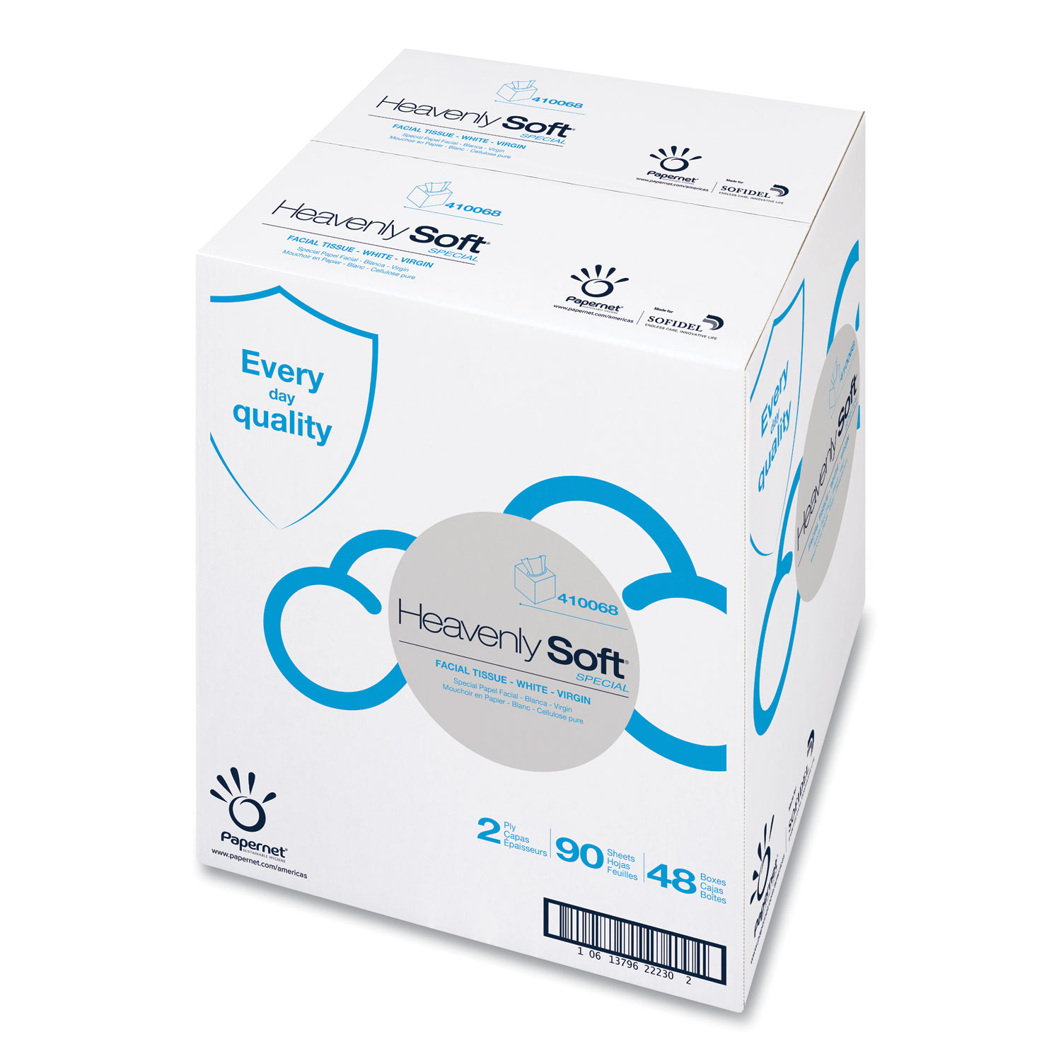 Heavenly Soft Facial Tissue, 2-Ply, White, 90/Pack, 48 Packs/Carton Heavenly Soft Facial Tissue, 2-Ply, White, 90/Pack, 48 Packs/Carton