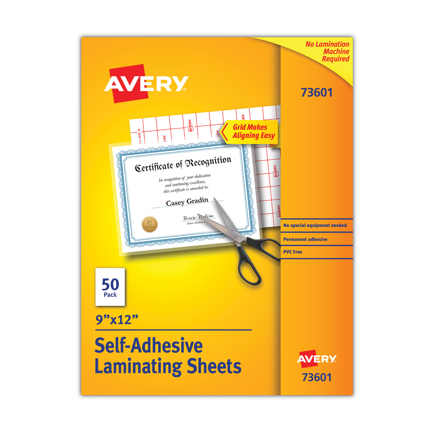 Great Value, Avery® Clear Self-Adhesive Laminating Sheets, 3 Mil, 9 X 12,  Matte Clear, 50/Box by AVERY PRODUCTS CORPORATION