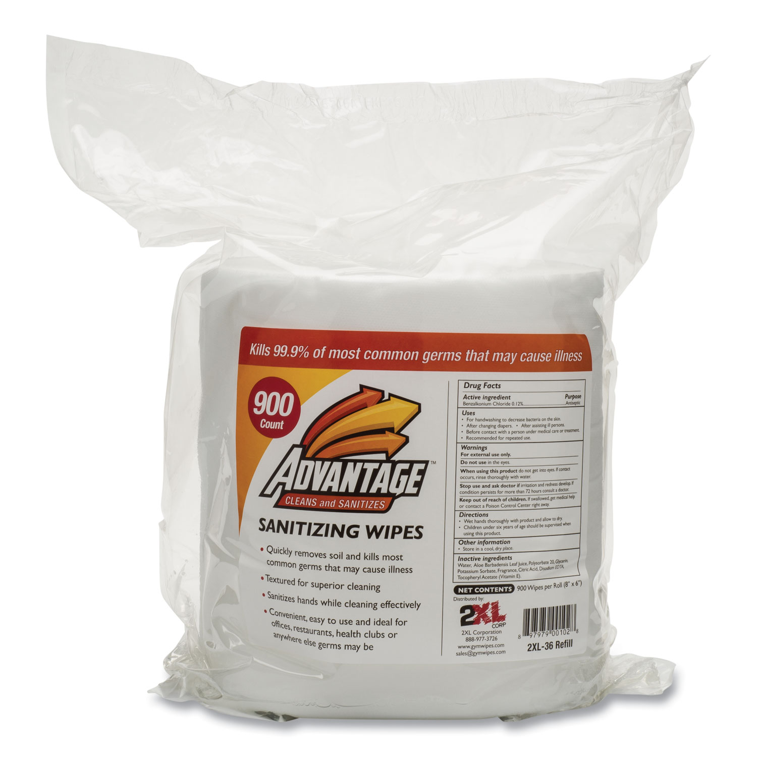 Gym Wipes Advantage, 1-Ply, 6 x 8, Unscented, White, 900/Roll, 4 Rolls/Carton Gym Wipes Advantage, 1-Ply, 6 x 8, Unscented, White, 900/Roll, 4 Rolls/Carton