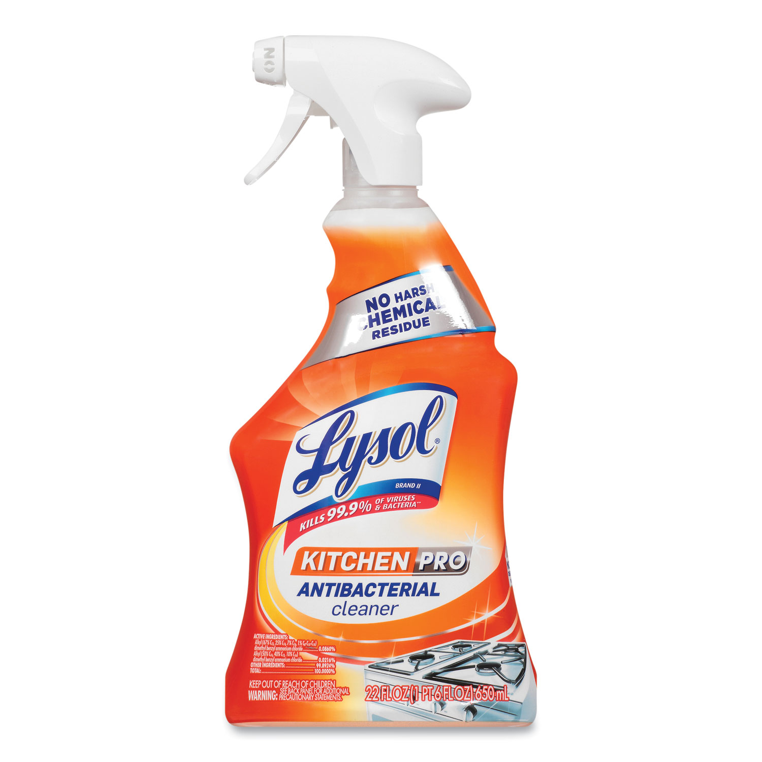 Lysol Kitchen Pro Antibacterial Kitchen Cleaner Spray No Harsh Chemicals 22 oz (Pack of 2)