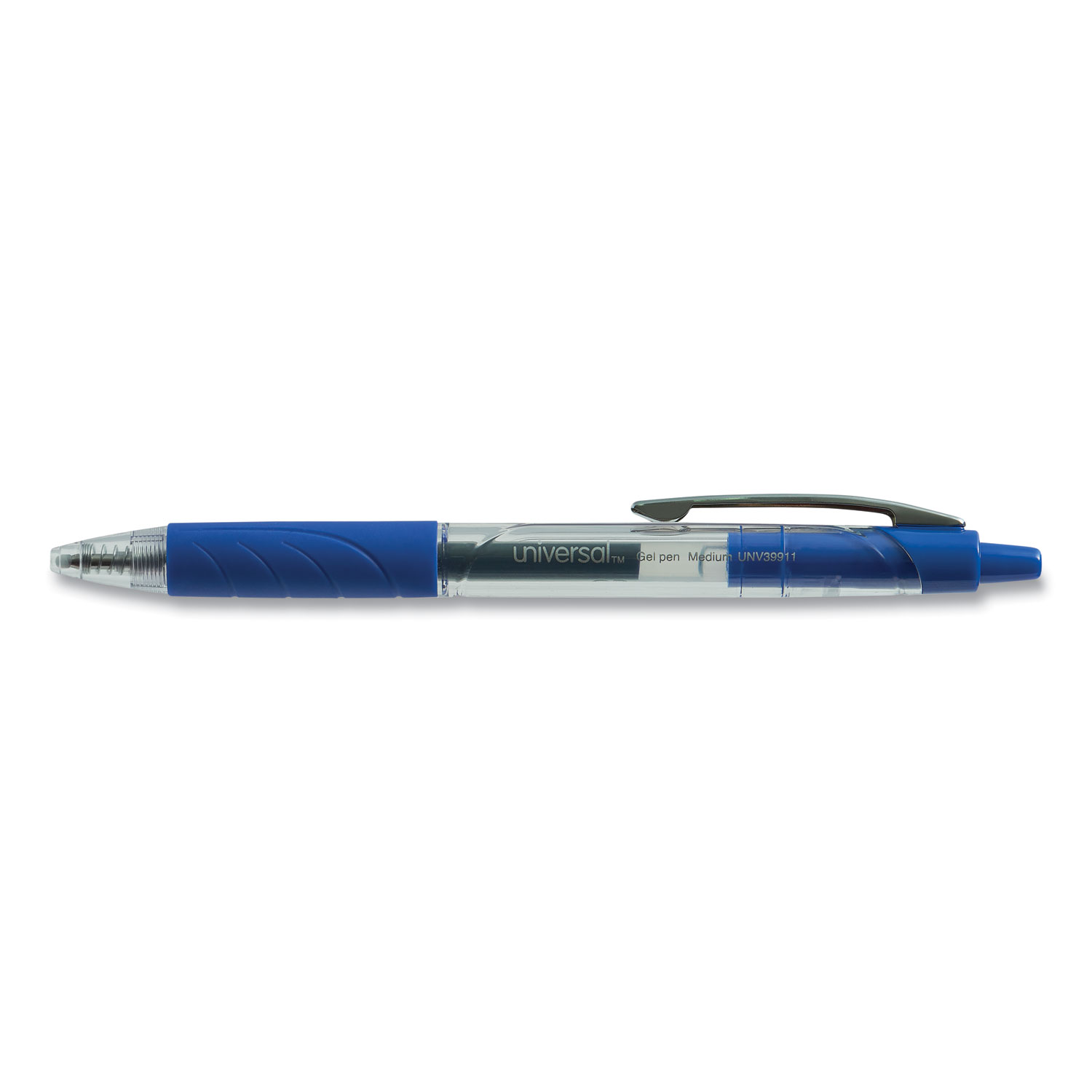 Comfort Grip Retractable Gel Pen, 0.7mm, Blue Ink, Clear/Blue Barrel, 36/Pack - Universal UNV39911