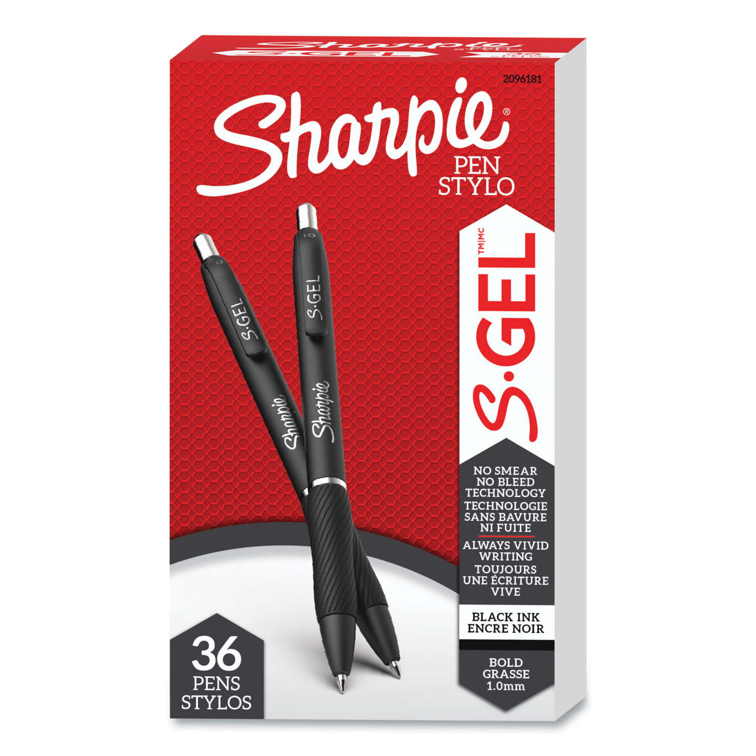 S-Gel High-Performance Gel Pen, Retractable, Bold 1 mm, Black Ink, Black  Barrel, 36/Pack