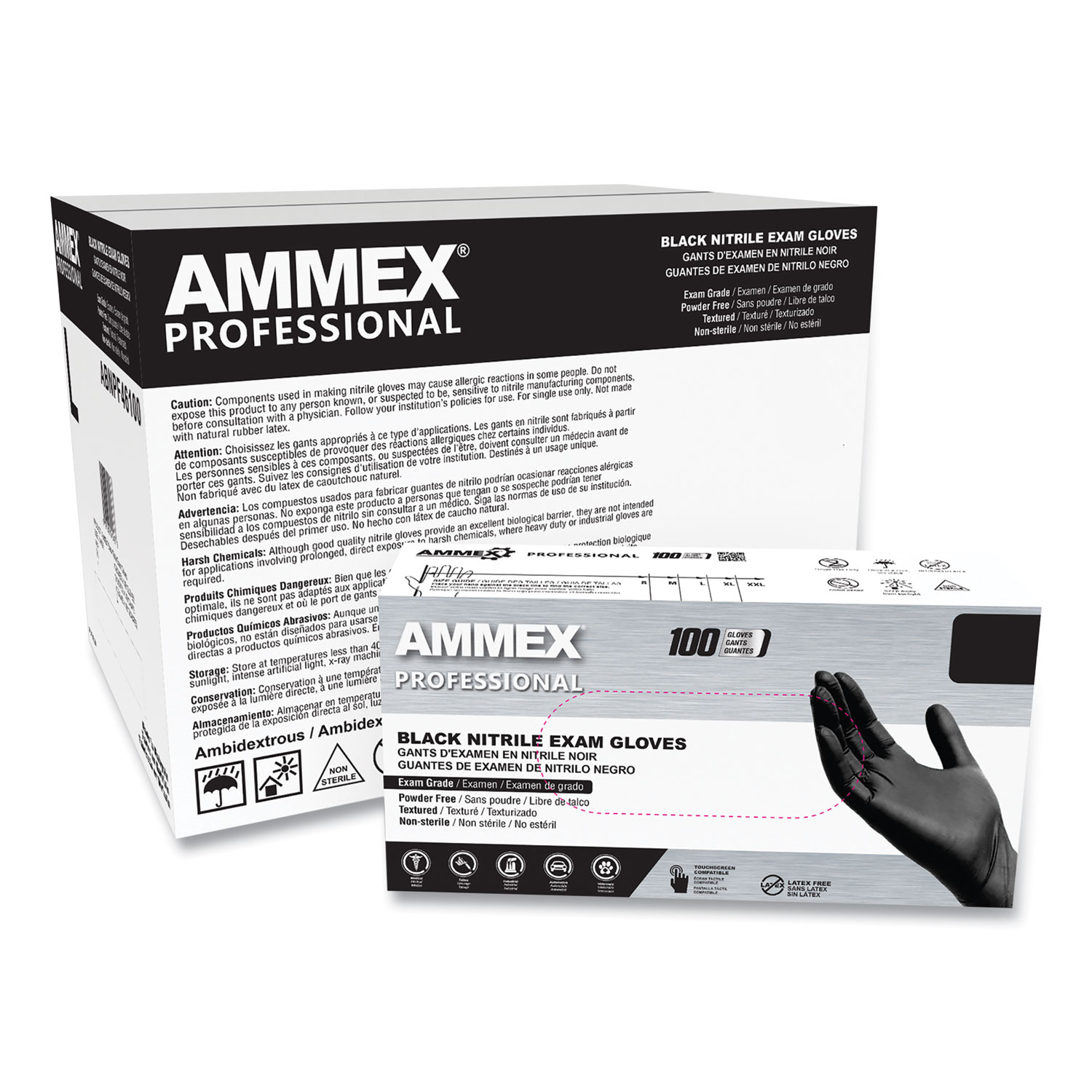 Nitrile Exam Gloves by AMMEX® Professional AXCABNPF48100