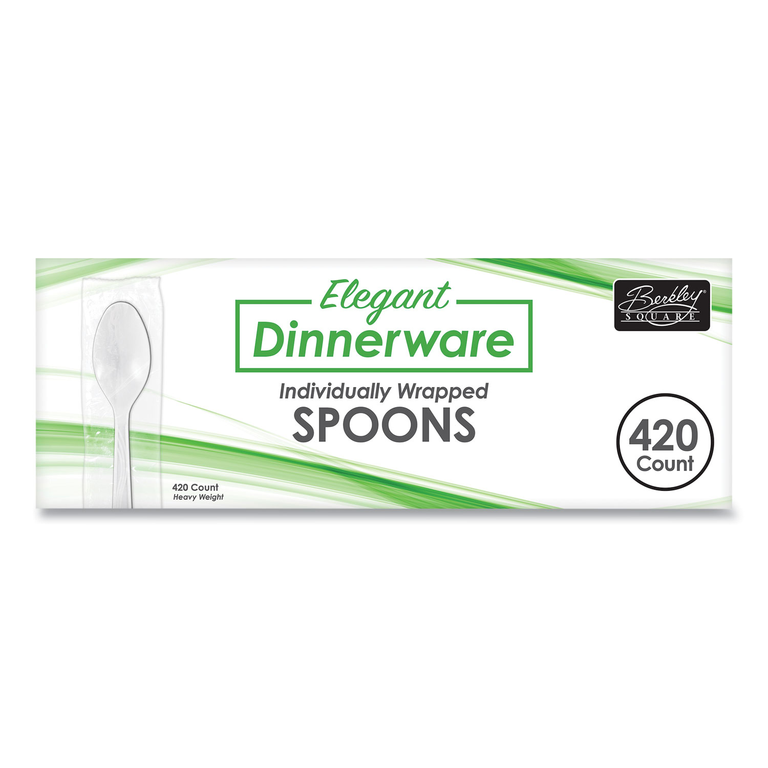 Elegant Dinnerware Heavyweight Cutlery, Individually Wrapped, Teaspoon, White, 420/Box Elegant Dinnerware Heavyweight Cutlery, Individually Wrapped, Teaspoon, White, 420/Box