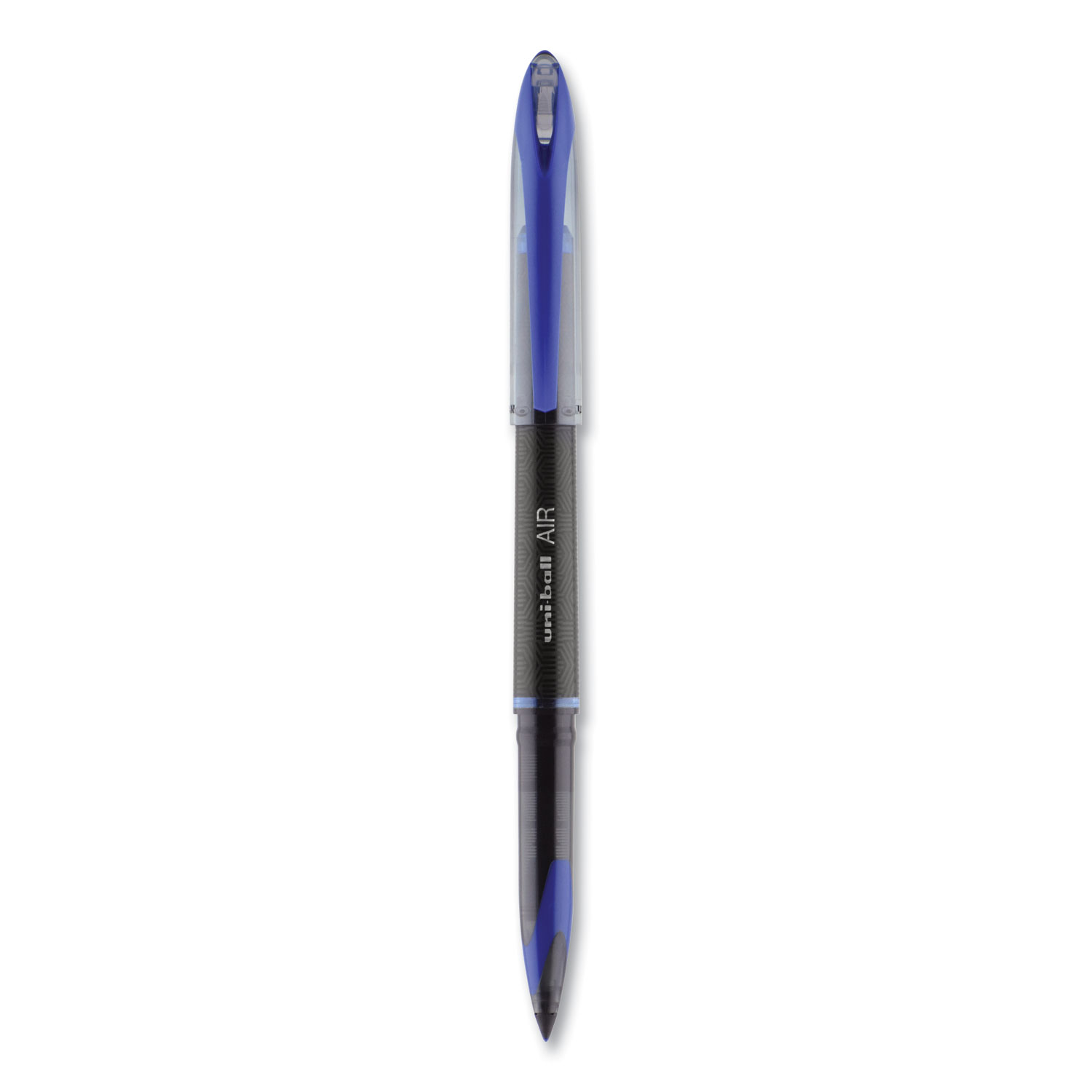 Uni-Ball Air Porous Rollerball Pen, Medium 0.7 mm, Blue Ink, Black Barrel, Dozen