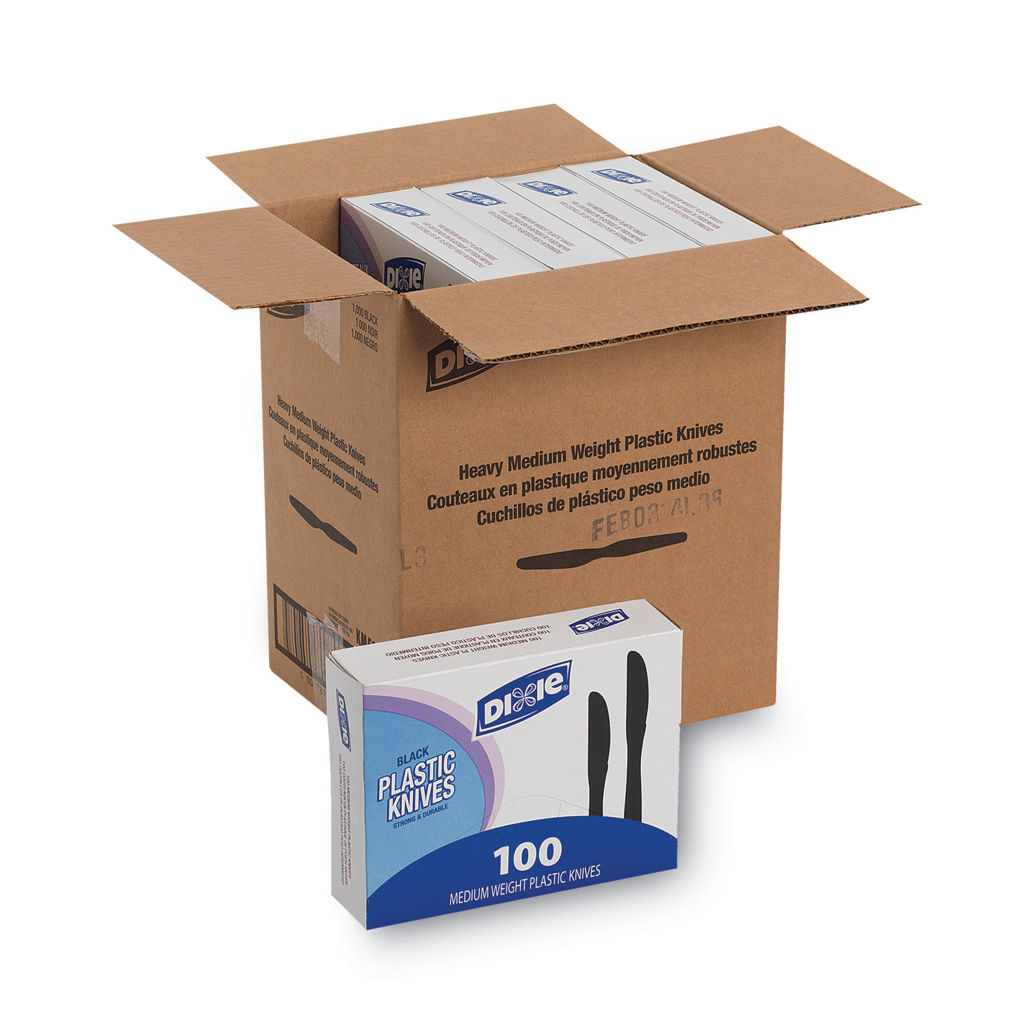 Plastic Tableware, Heavy Mediumweight Knives, Black, 100/Box, 10 Boxes/Carton Plastic Tableware, Heavy Mediumweight Knives, Black, 100/Box, 10 Boxes/Carton