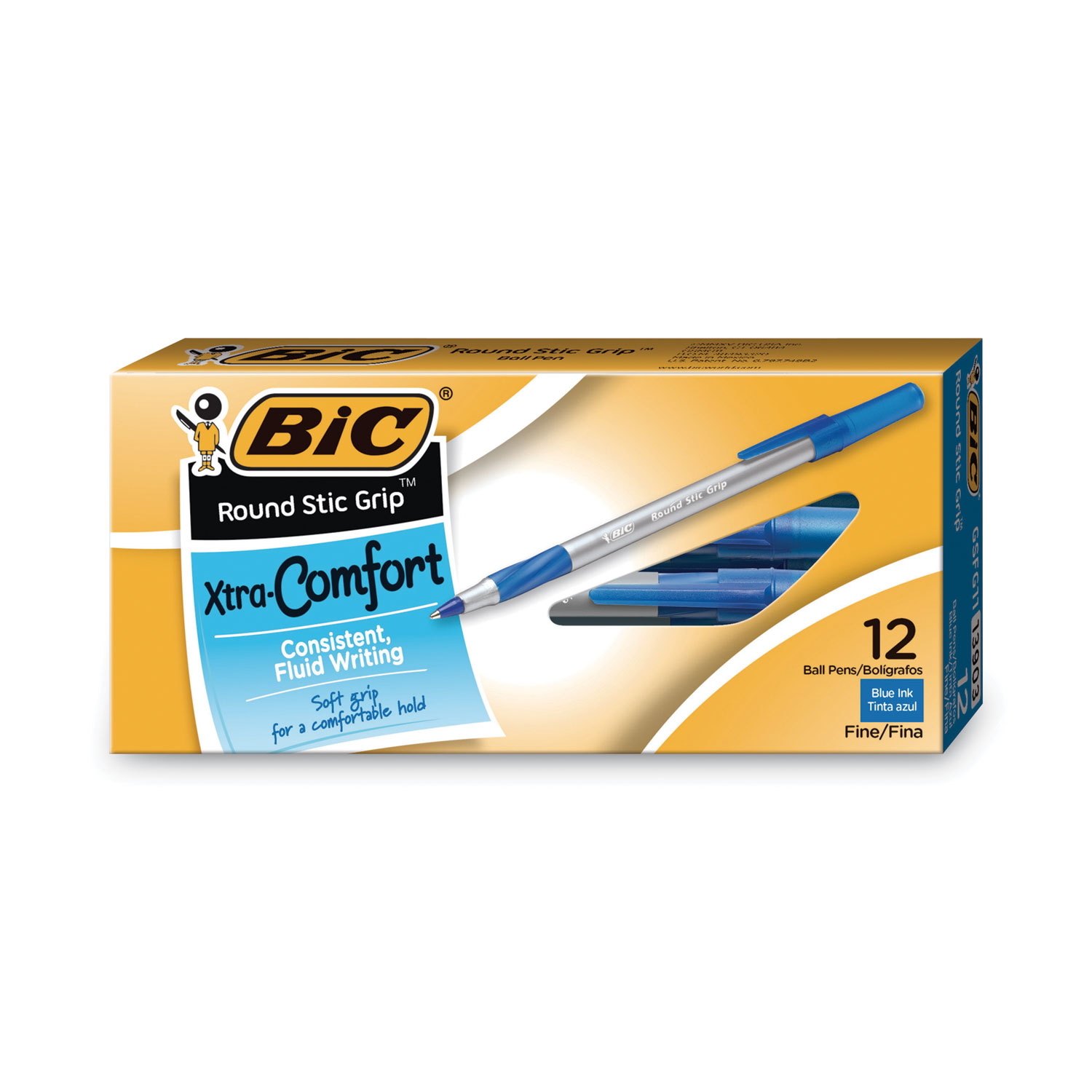 Bic Cristal Soft Ball Pens Medium Point (1.2 mm) - Blue, Box of 50