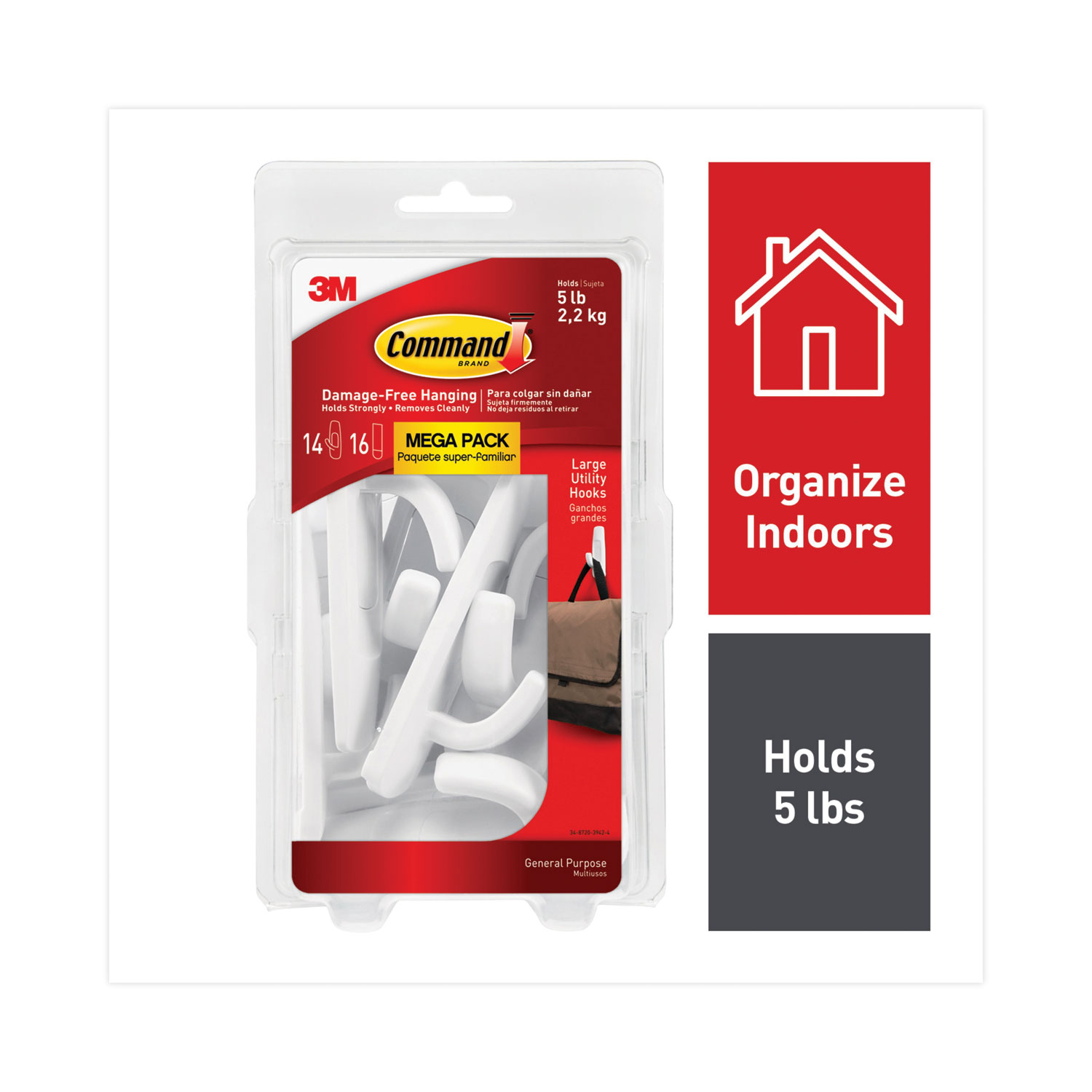 Command Small Wire Hooks 4/Pkg-White 4 Hooks & 5 Strips