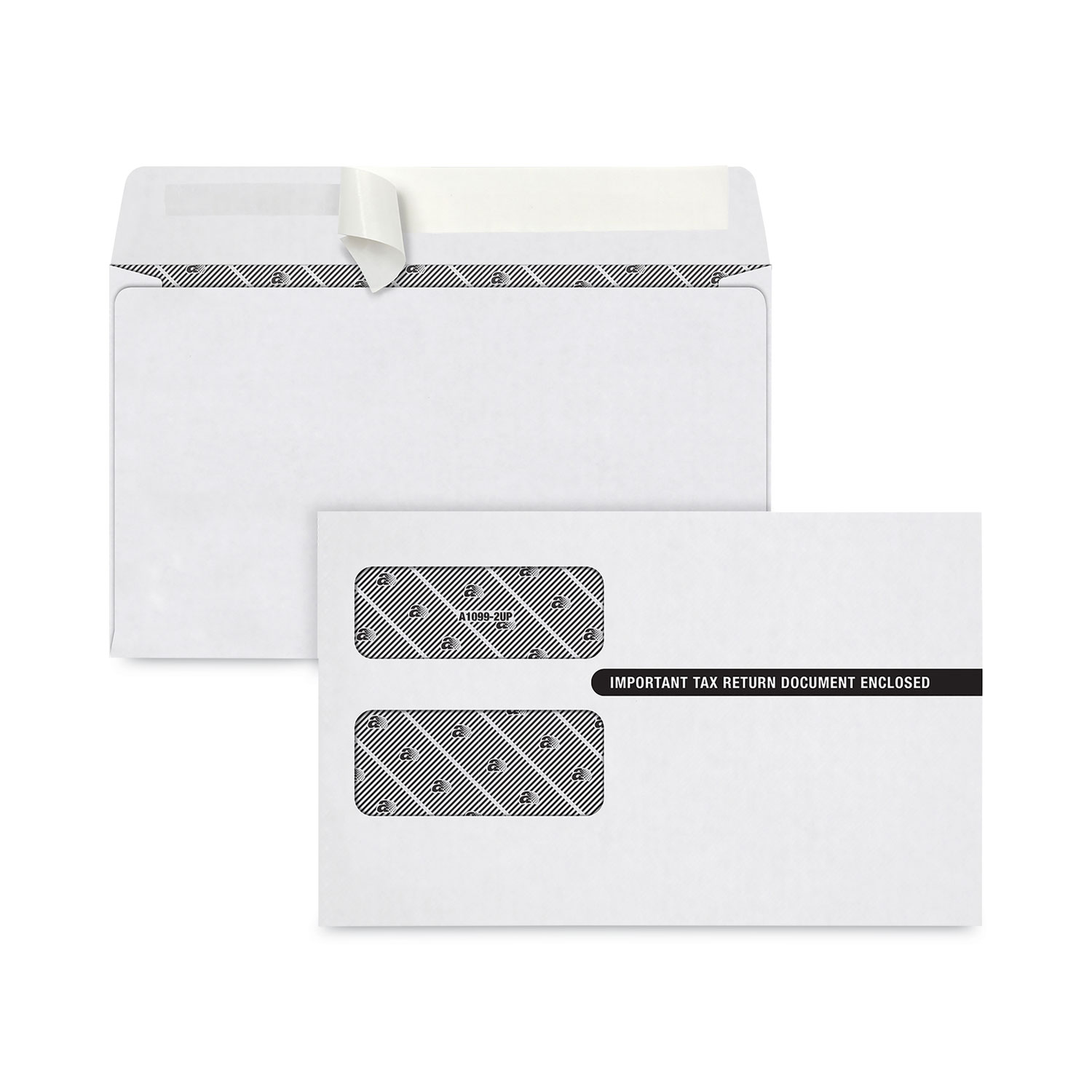 1099 Self-Seal Security Tinted Double Window Envelope, Square Flap, Self-Adhesive Closure, 5.63 x 9.5, White, 100/Pack 1099 Self-Seal Security Tinted Double Window Envelope, Square Flap, Self-Adhesive Closure, 5.63 x 9.5, White, 100/Pack