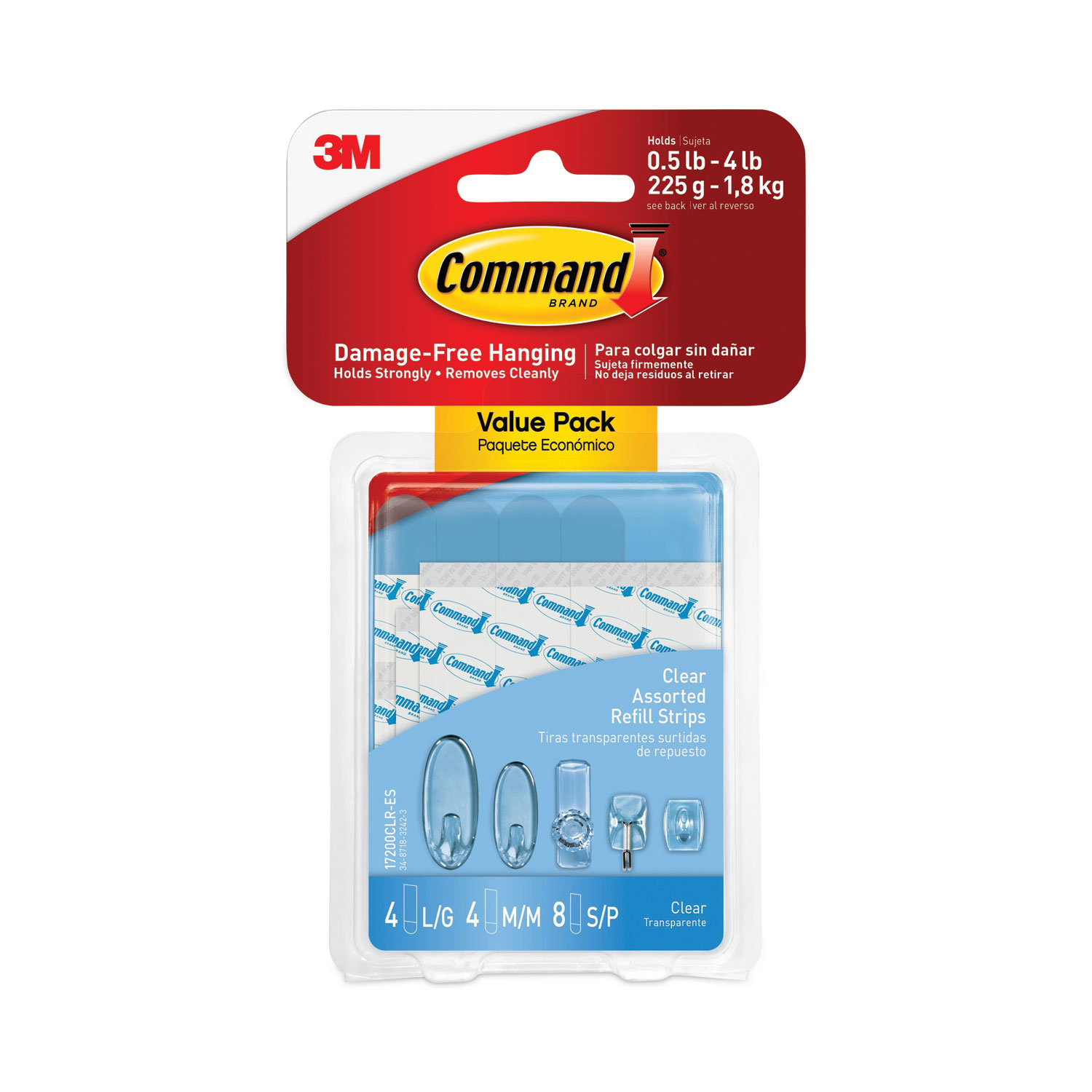 Command Self-Adhesive Hook, Clear, S - 3 pack