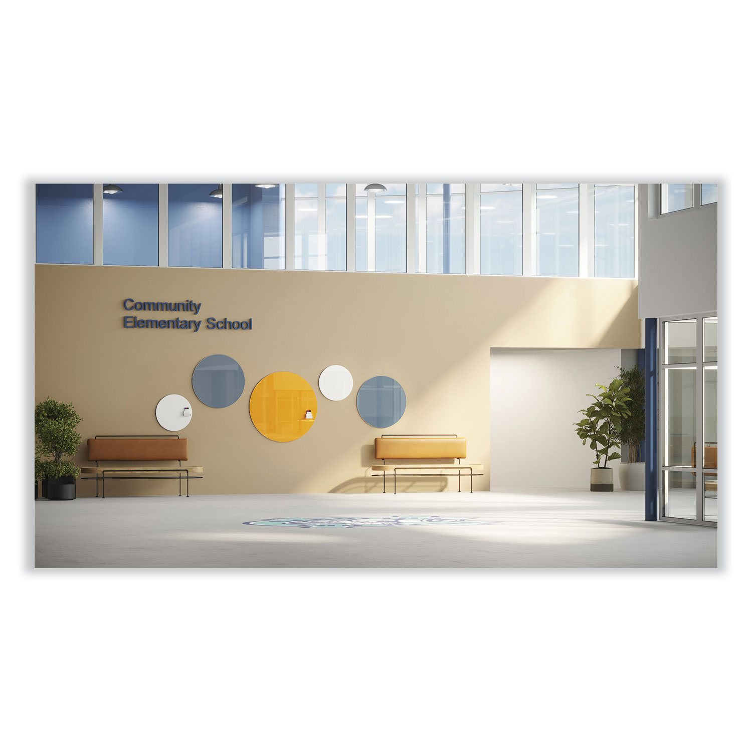 Coda Low Profile Circular Non-Magnetic Glassboard, 24 Diameter, White Surface, Ships in 7-10 Business Days