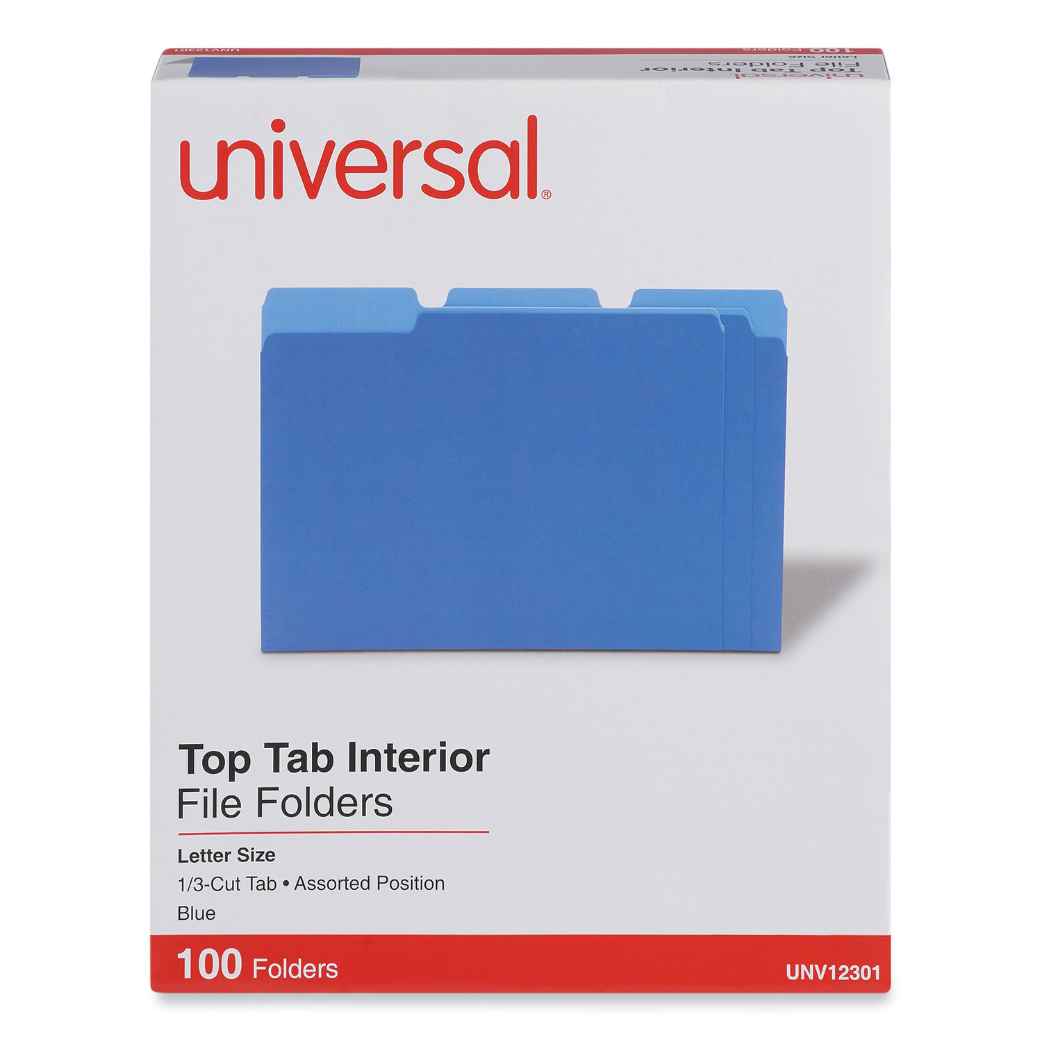 Interior File Folders, 1/3-Cut Tabs: Assorted, Letter Size, 11-pt Stock, Blue, 100/Box Interior File Folders, 1/3-Cut Tabs: Assorted, Letter Size, 11-pt Stock, Blue, 100/Box