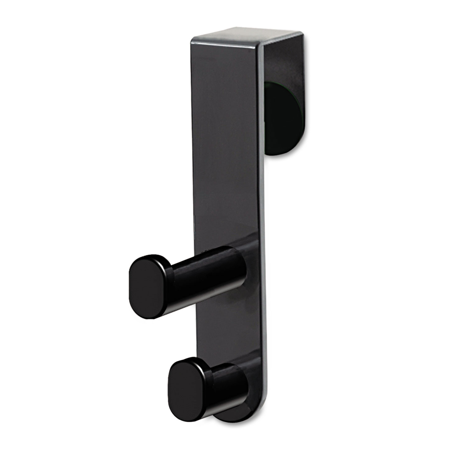 Over the Door Coat Hook, Metal and Plastic, 3 Pegs, Black, 20 lb