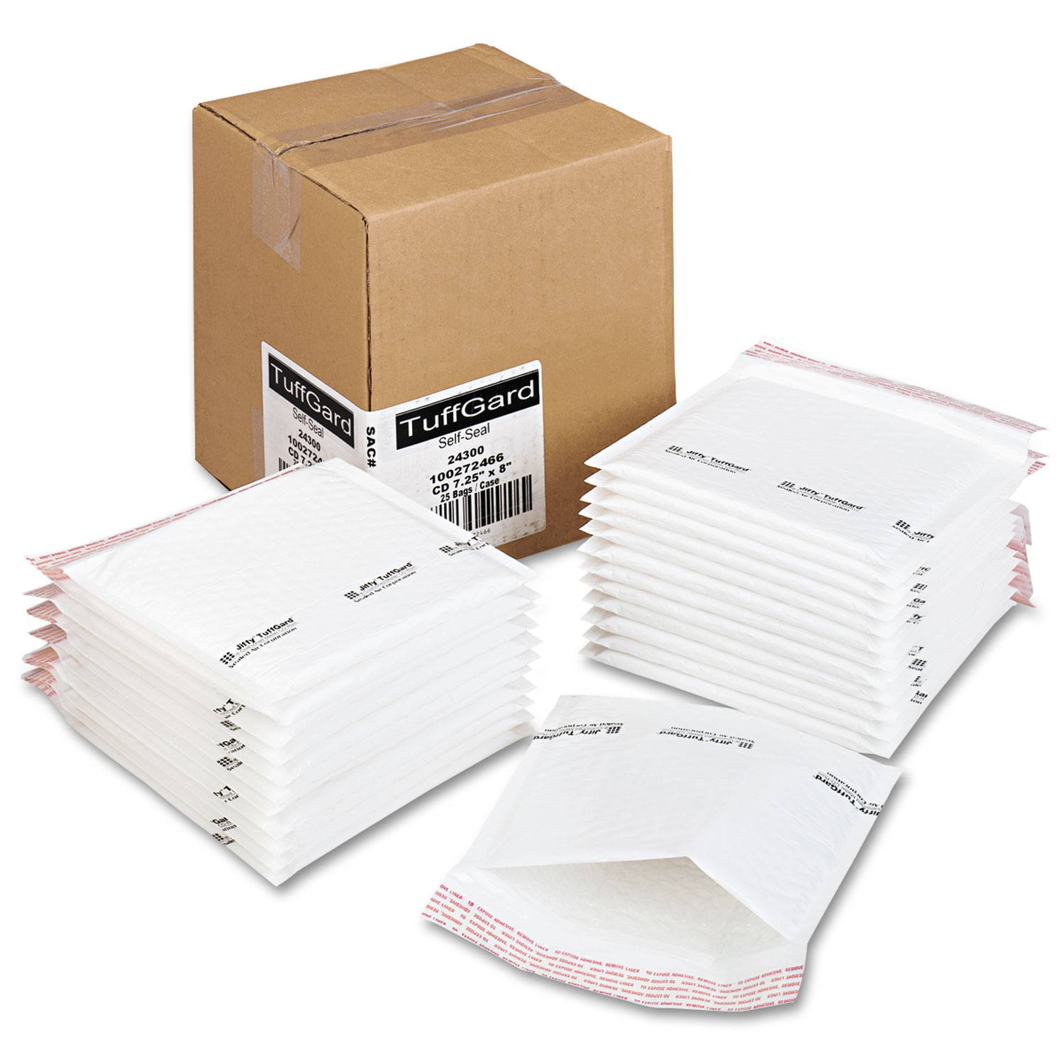 Jiffy TuffGard Self-Seal Cushioned Mailer, #000, Barrier Bubble Air Cell Cushion, Self-Adhesive Closure, 4 x 8, White, 25/CT Jiffy TuffGard Self-Seal Cushioned Mailer, #000, Barrier Bubble Air Cell Cushion, Self-Adhesive Closure, 4 x 8, White, 25/CT