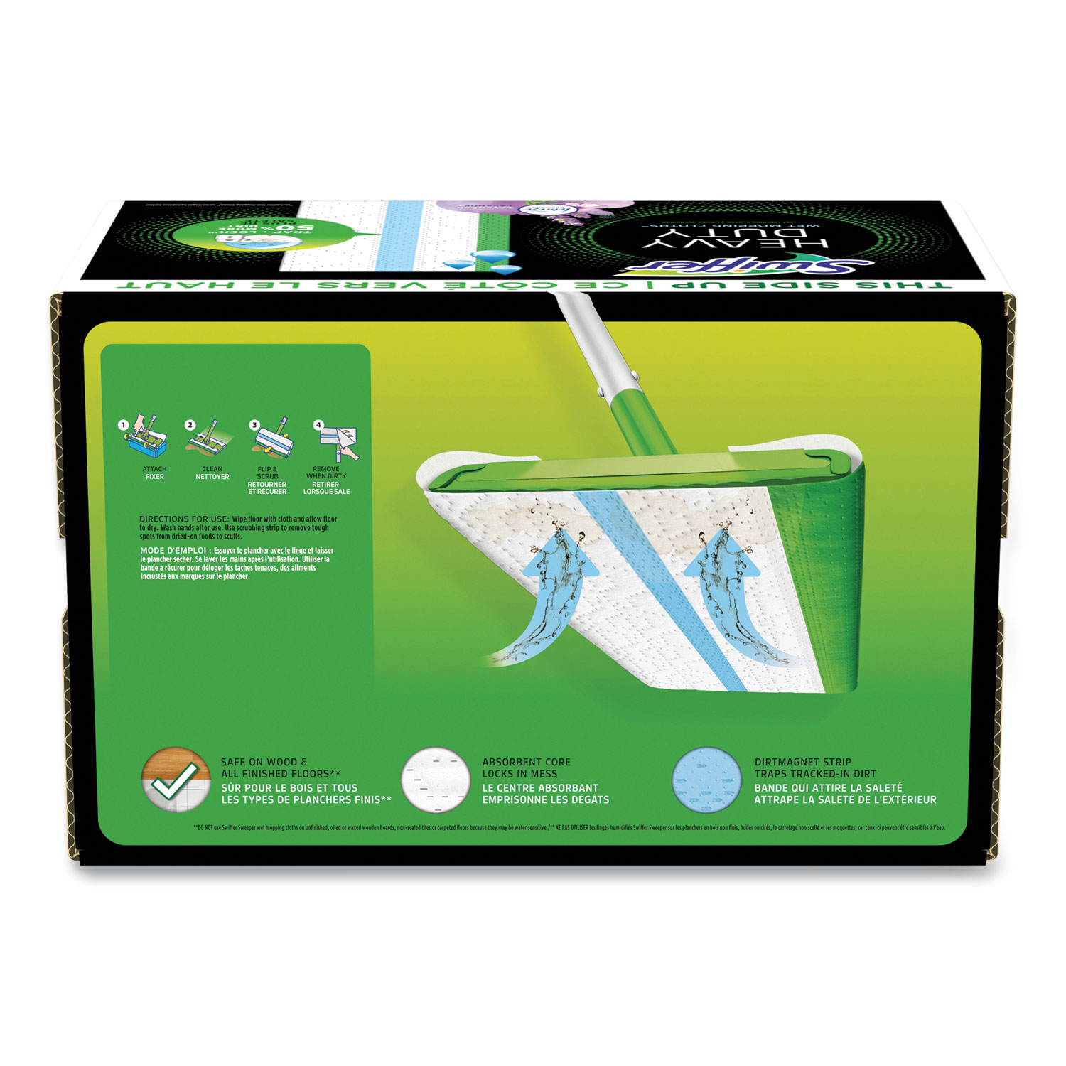 Sweeper TRAP + LOCK Heavy Duty Wet Mop Cloth, 8 x 10, White, 32/Pack Sweeper TRAP + LOCK Heavy Duty Wet Mop Cloth, 8 x 10, White, 32/Pack