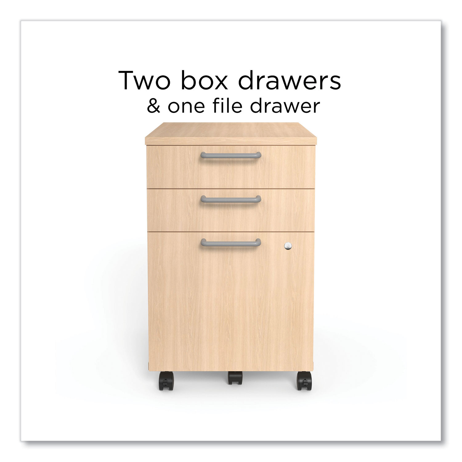 Essentials Three-Drawer Mobile Pedestal File, 2 Box/1 Legal/Letter-Size File Drawers, Natural, 15.6 Essentials Three-Drawer Mobile Pedestal File, 2 Box/1 Legal/Letter-Size File Drawers, Natural, 15.6