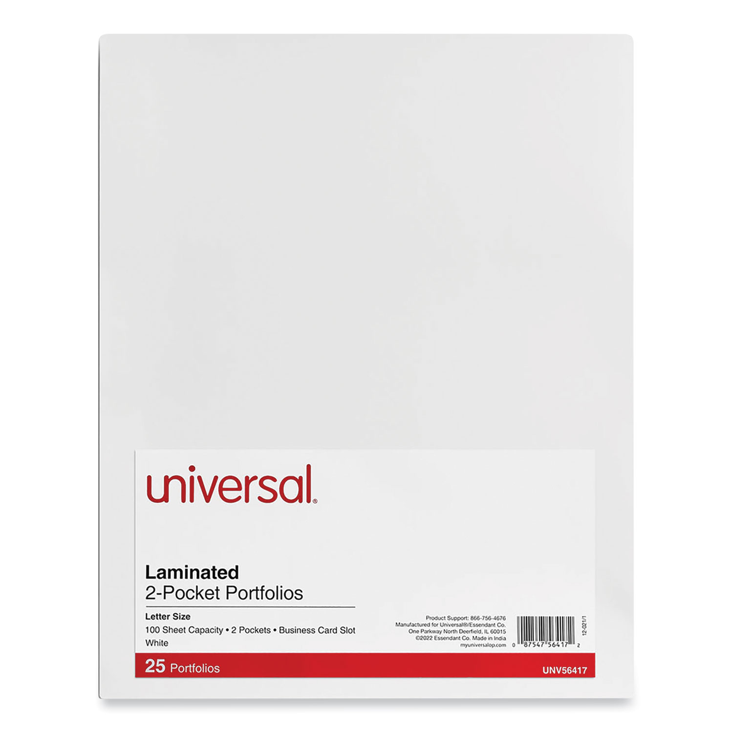 Laminated Two-Pocket Portfolios, Cardboard Paper, 100-Sheet Capacity, 11 x 8.5, White, 25/Box Laminated Two-Pocket Portfolios, Cardboard Paper, 100-Sheet Capacity, 11 x 8.5, White, 25/Box