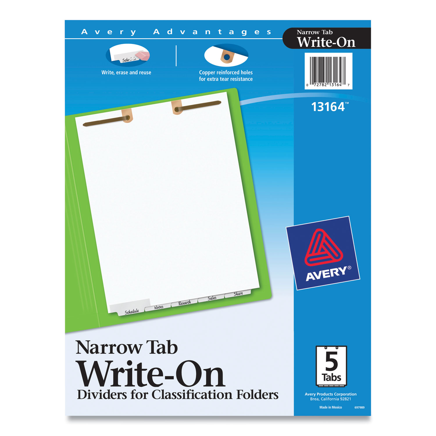 Write and Erase Tab Dividers for Classification Folders, Narrow Bottom Tab, 5-Tab, 11 x 8.5, 1 Set Write and Erase Tab Dividers for Classification Folders, Narrow Bottom Tab, 5-Tab, 11 x 8.5, 1 Set