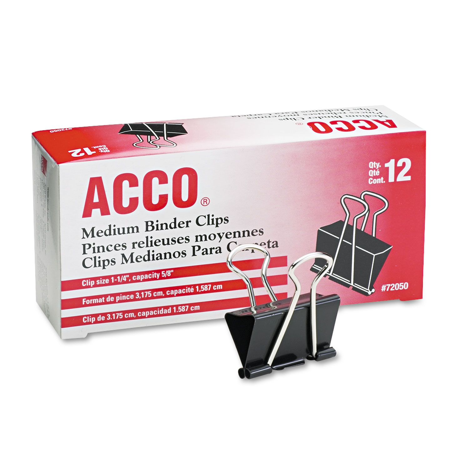 ACCO Binder Clips, Large, Black, 12/Box