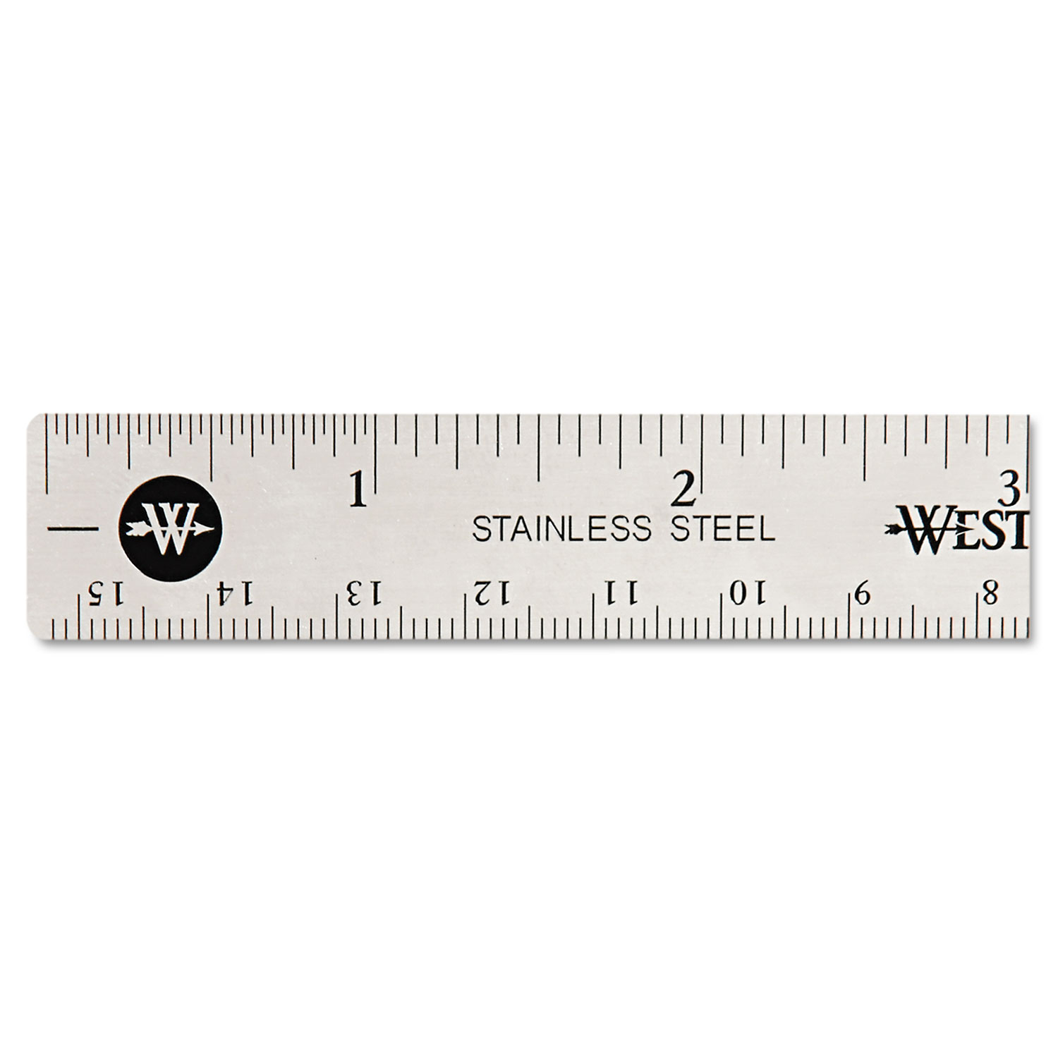 Stainless Steel Ruler with Cork Back and Hanging Hole, Standard/Metric, 12  Long