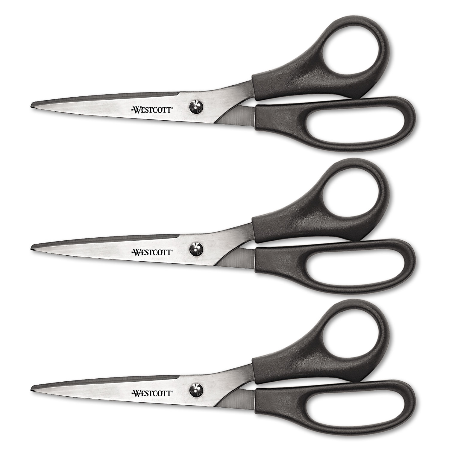 Westcott® All-Purpose Value Stainless Steel Scissors, 8, Pointed, Black,  Pack Of 3