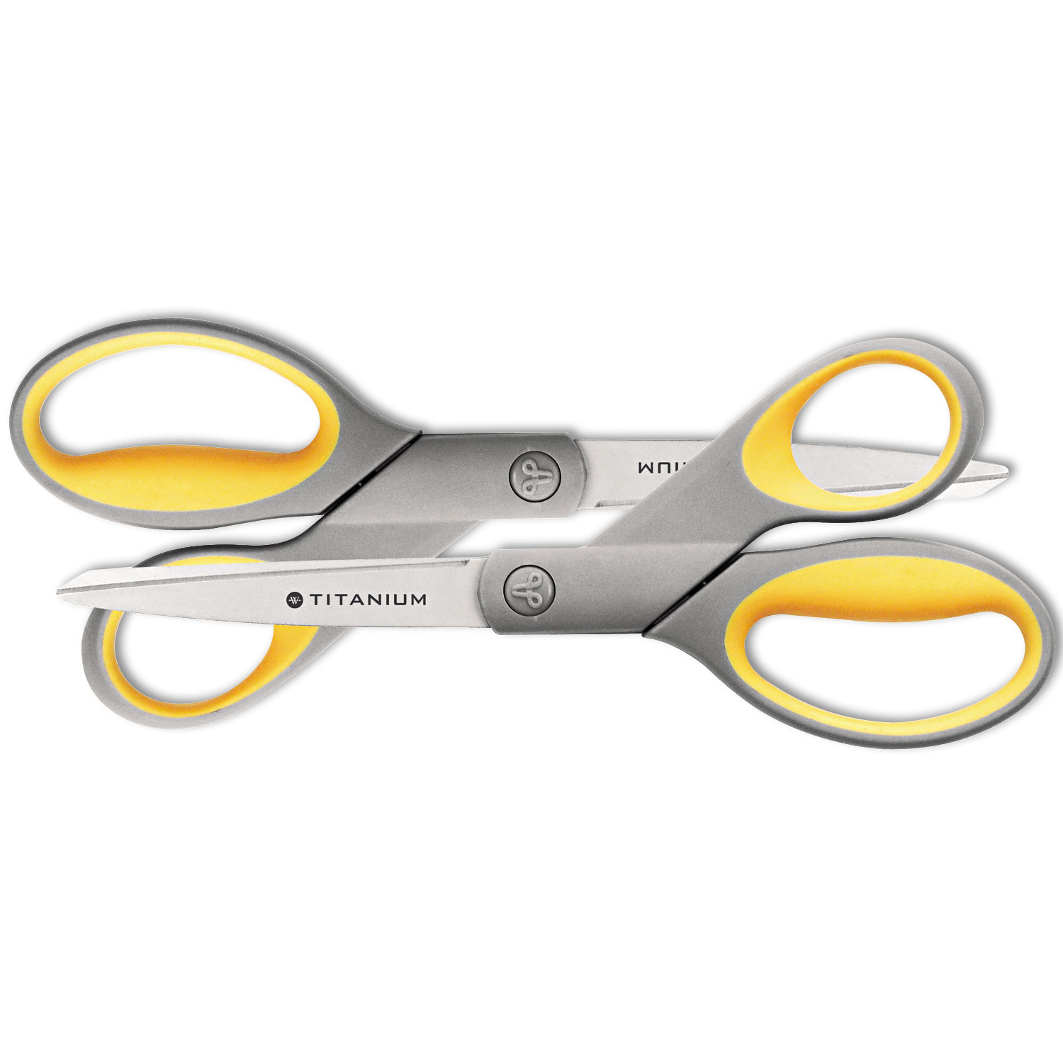 Titanium Bonded Scissors, 8 Long, 3.5 Cut Length, Gray/Yellow Offset  Handle - Zerbee