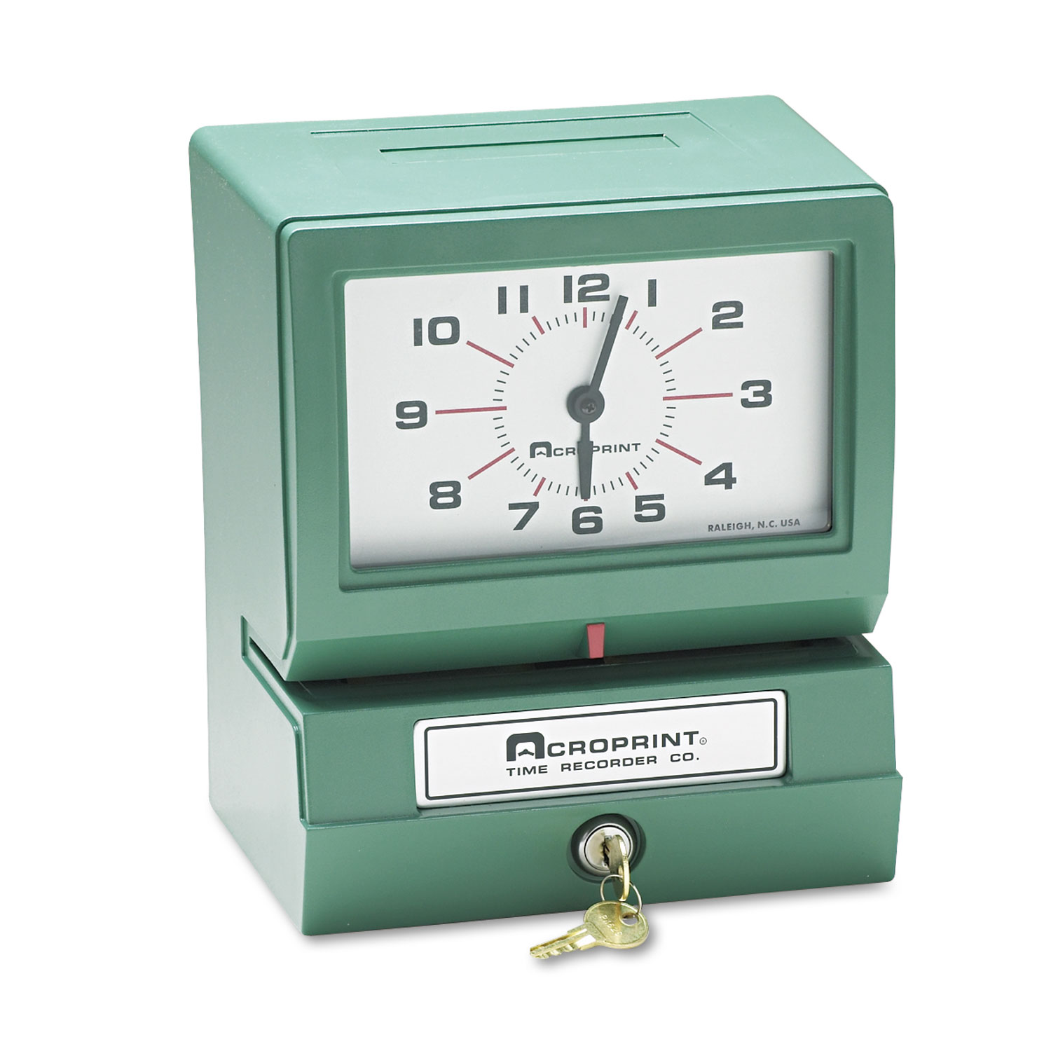 Model 150 Heavy-Duty Time Recorder, Automatic Operation, Month/Date/0-23 Hours/Minutes Imprint, Green Model 150 Heavy-Duty Time Recorder, Automatic Operation, Month/Date/0-23 Hours/Minutes Imprint, Green