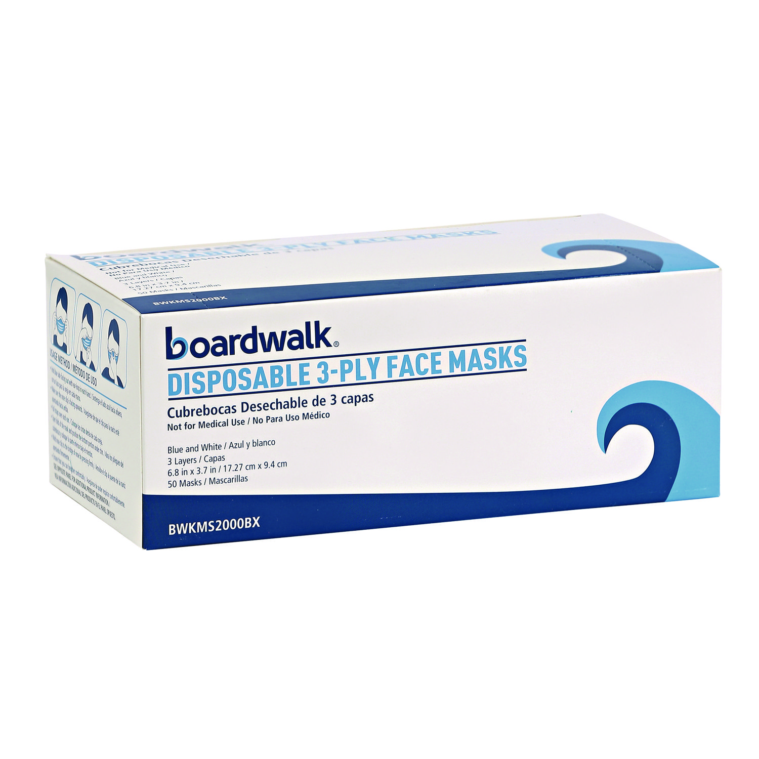 Three-Ply General Use Face Mask by Boardwalk® BWKMS2000BX