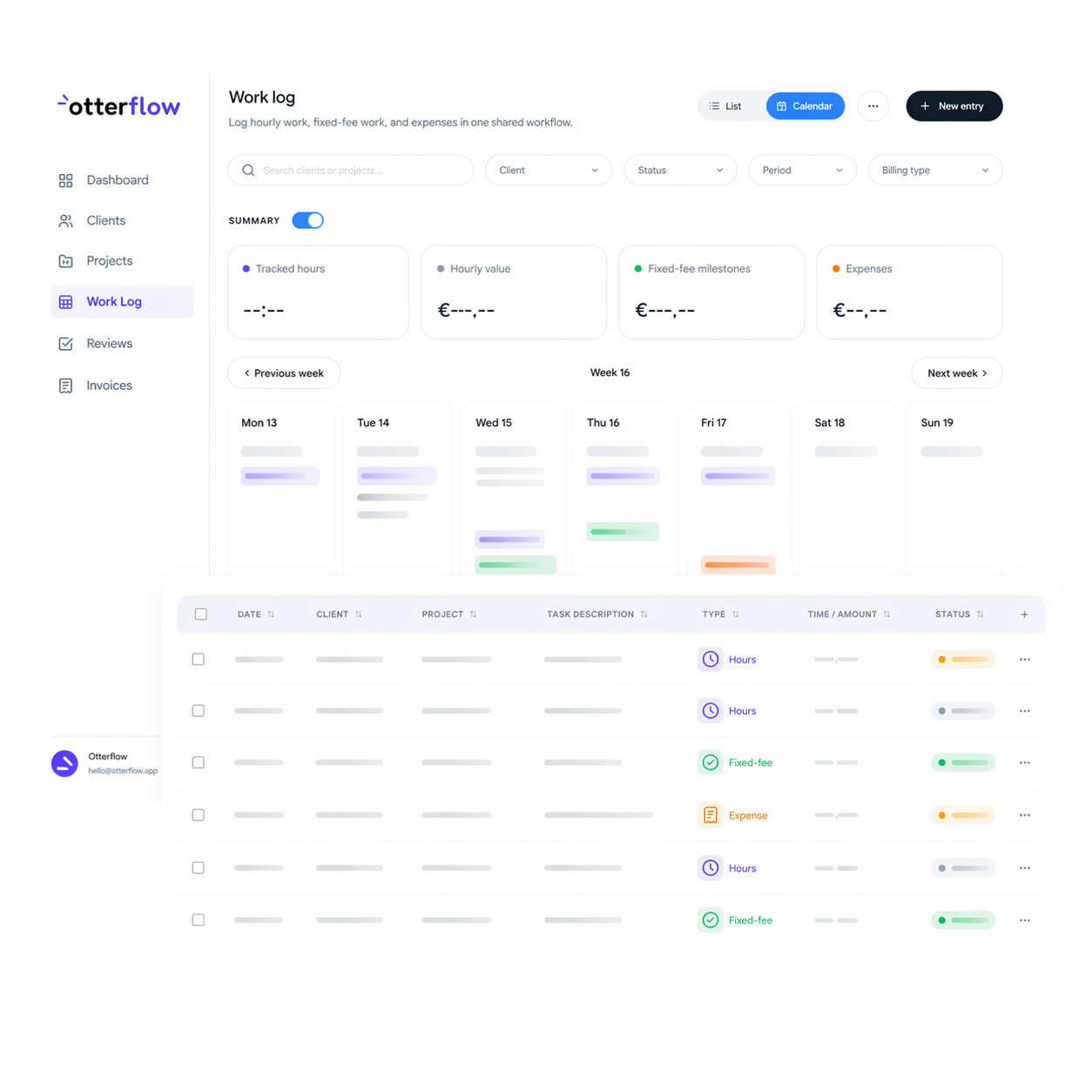 Otterflow clients dashboard preview