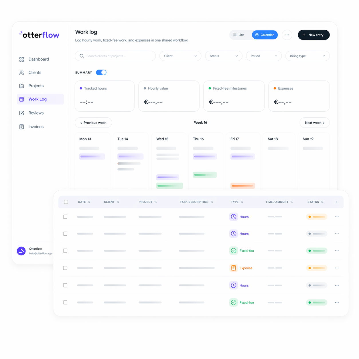 Otterflow clients dashboard preview
