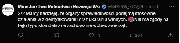 2 część wpisu ministerstwa rolnictwa na Twitterze