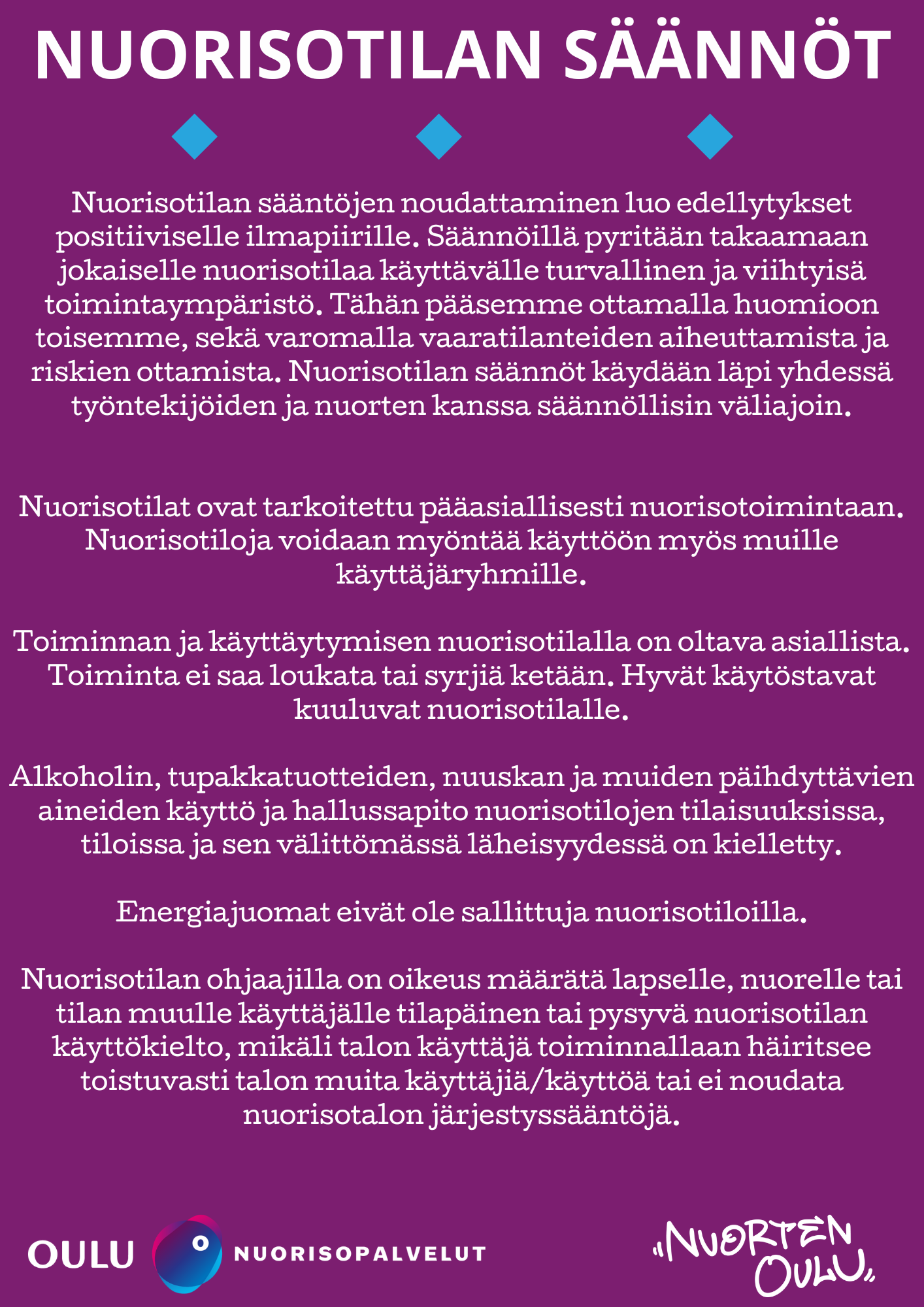 Nuorisotilojen järjestyssäännöt