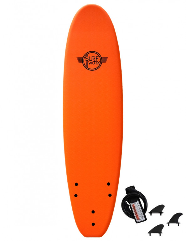 Surfworx Base Mini Mal soft surfboard 7ft 6 - Orange Surfworx Base Mini Mal soft surfboard 7ft 6 - Orange