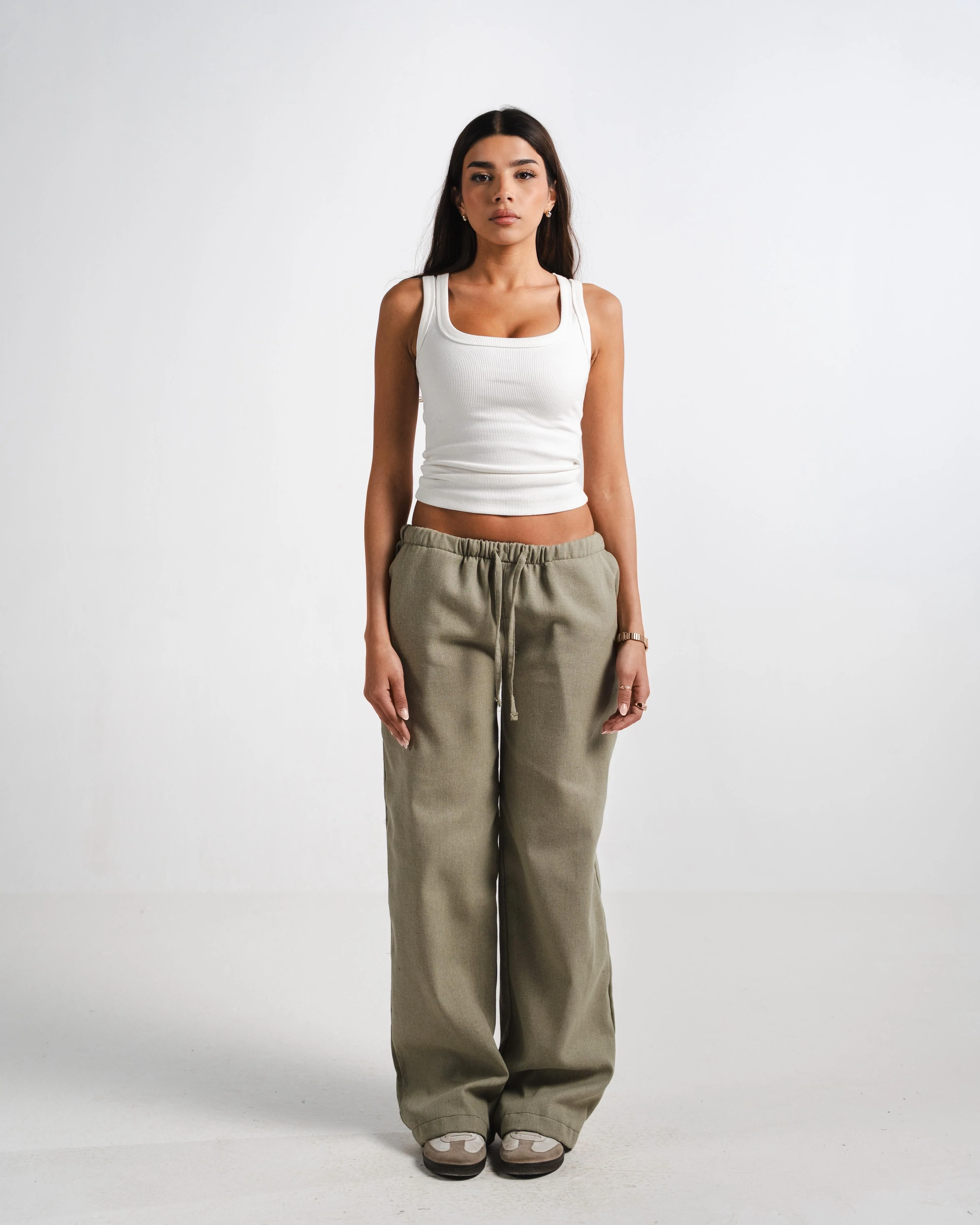 Olive Linen Pants