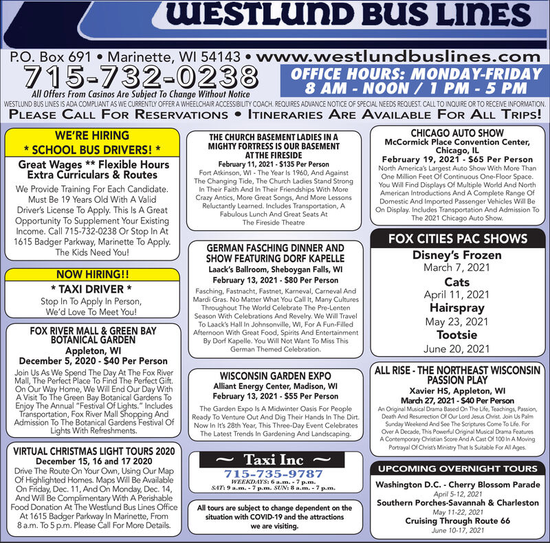westlund bus trips