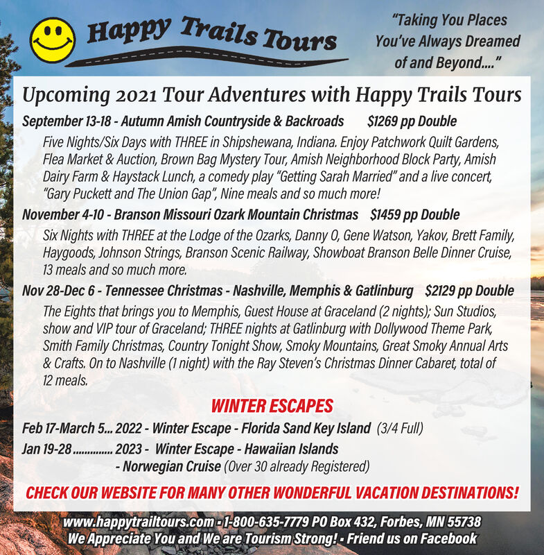 happy trails tours schedule