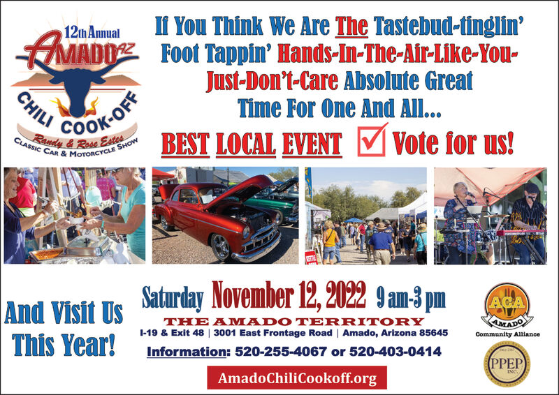 TUESDAY, OCTOBER 4, 2022 Ad Amado Chili CookOff and Classic Car