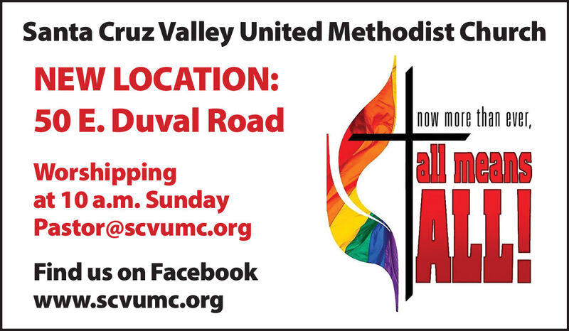 Tuesday November 28 2023 Ad Santa Cruz Valley United Methodist