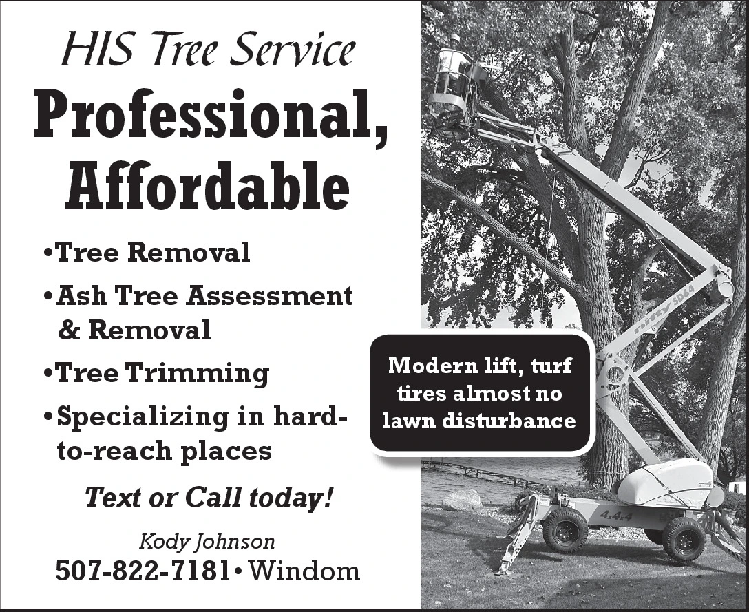 MONDAY, JULY 21, 2025 Ad - HIS Tree Service - Cottonwood County Citizen