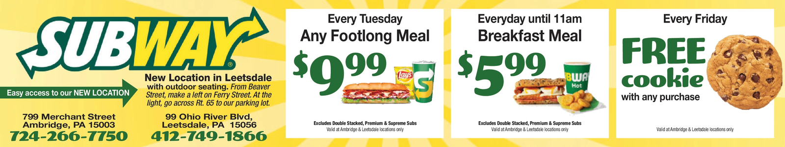 Thursday Subway THURSDAY, JULY 24, 2025 Ad - Subway - Leetsdale - Tribune-Review